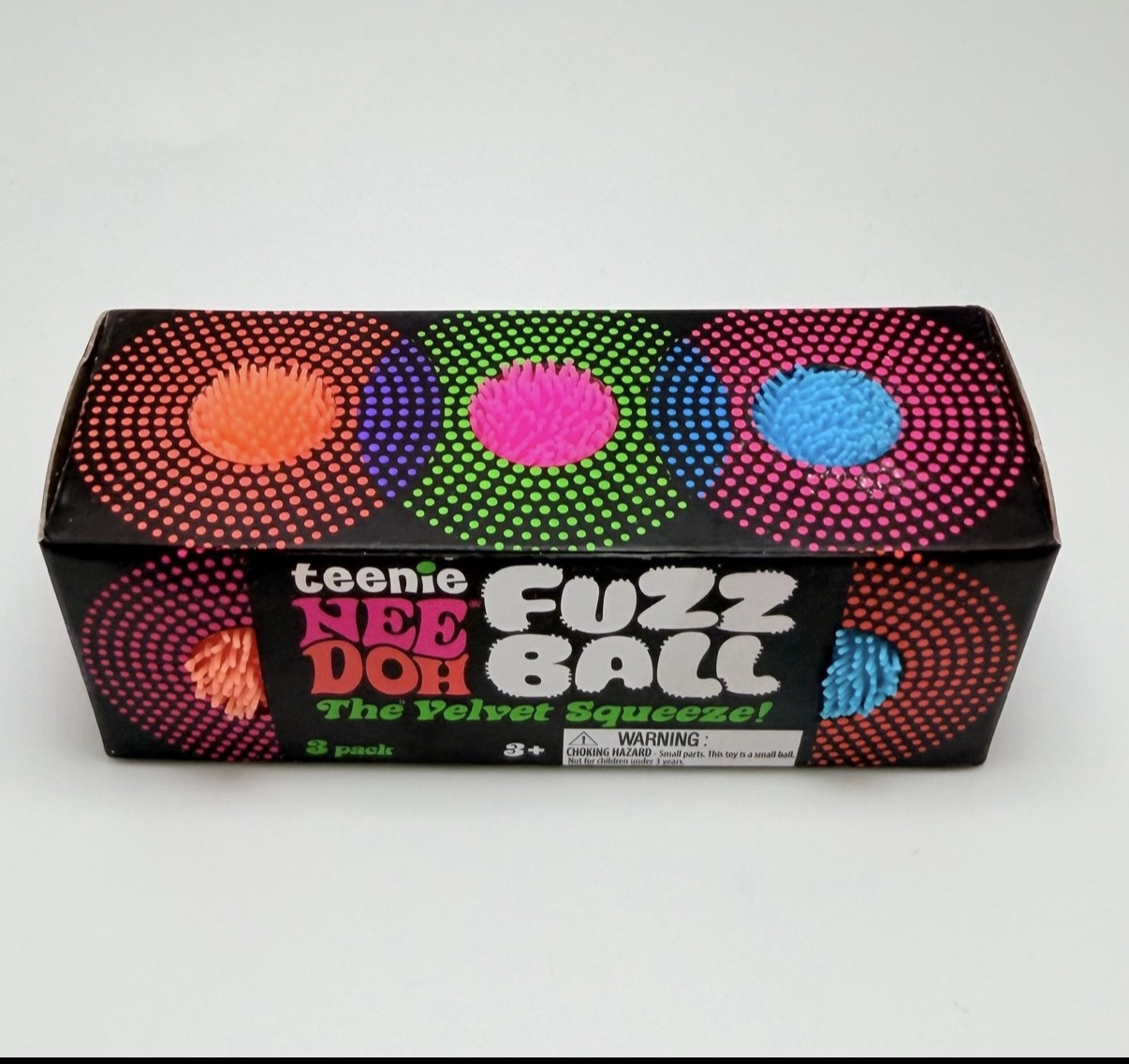 NeeDoh Teenie Fuzzball Velvet Squeeze Toy 3 Pack. Random Colors. Fuzz Ball