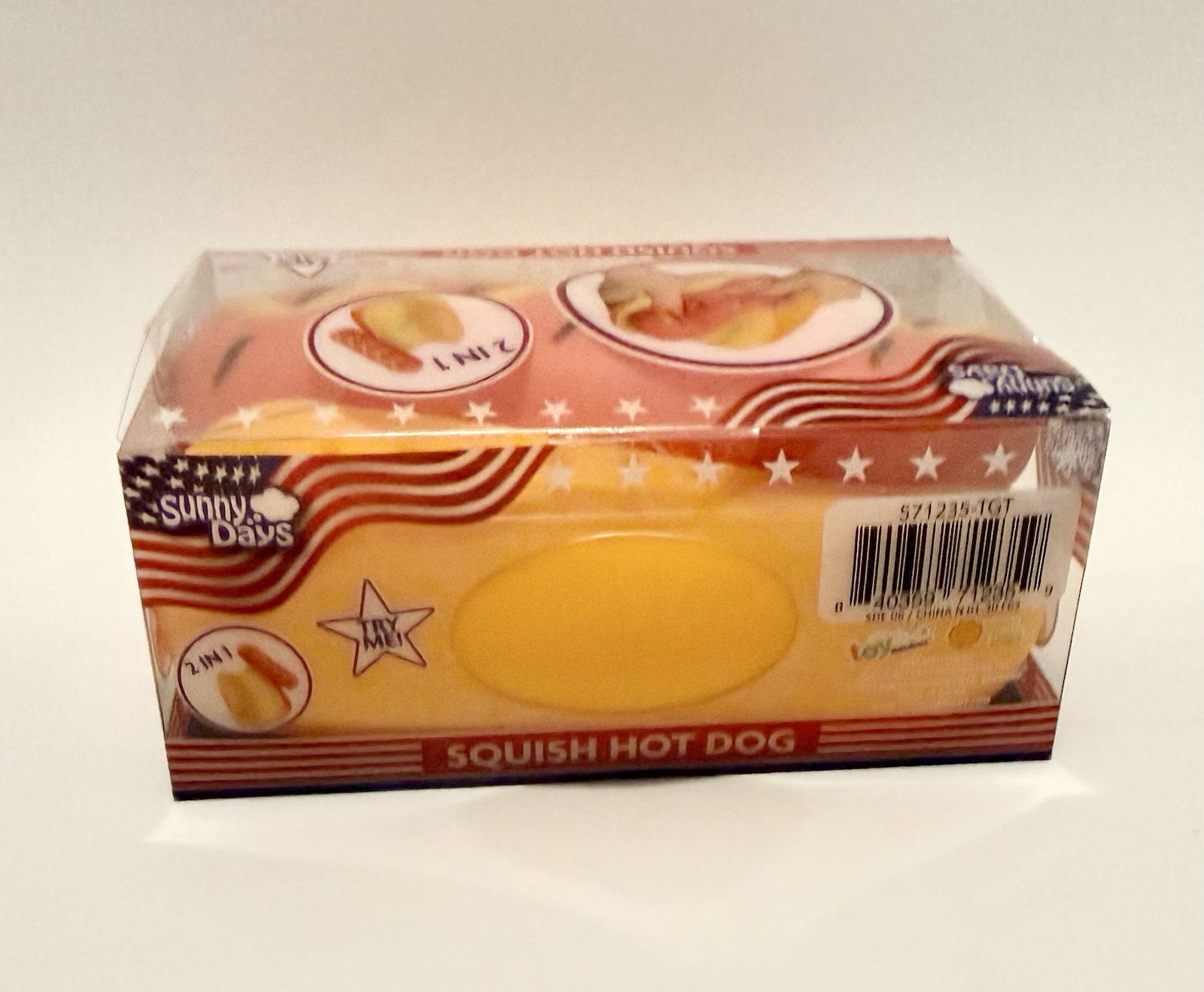 Squishy Hot Dog Squeezy Fidget Toy Sunny Days 2-in-1 Hotdog Stress Relief NEW