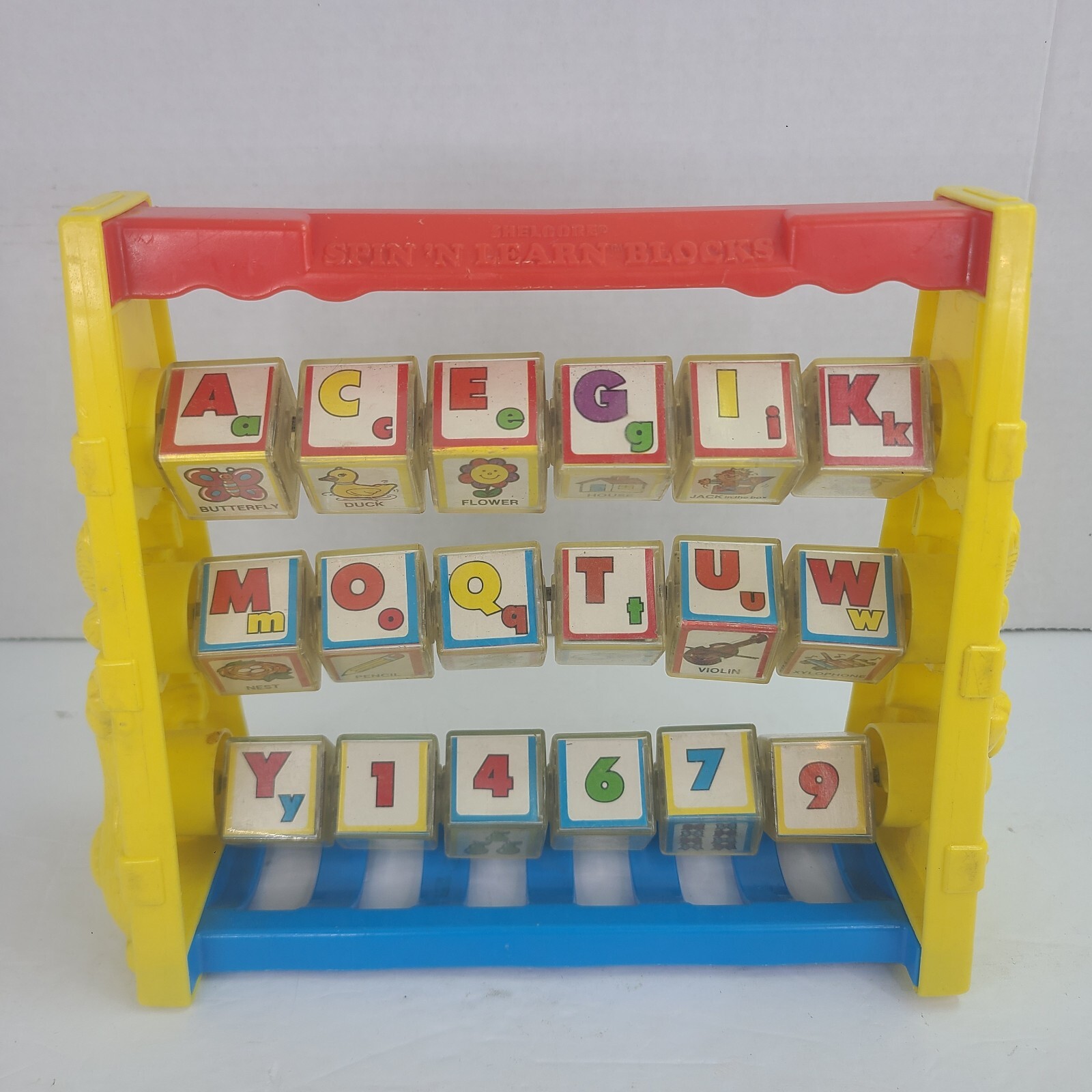 Vintage 1987 Spin ‘N Learn Blocks Letters and Numbers Blocks Toy 1987 Shelcore