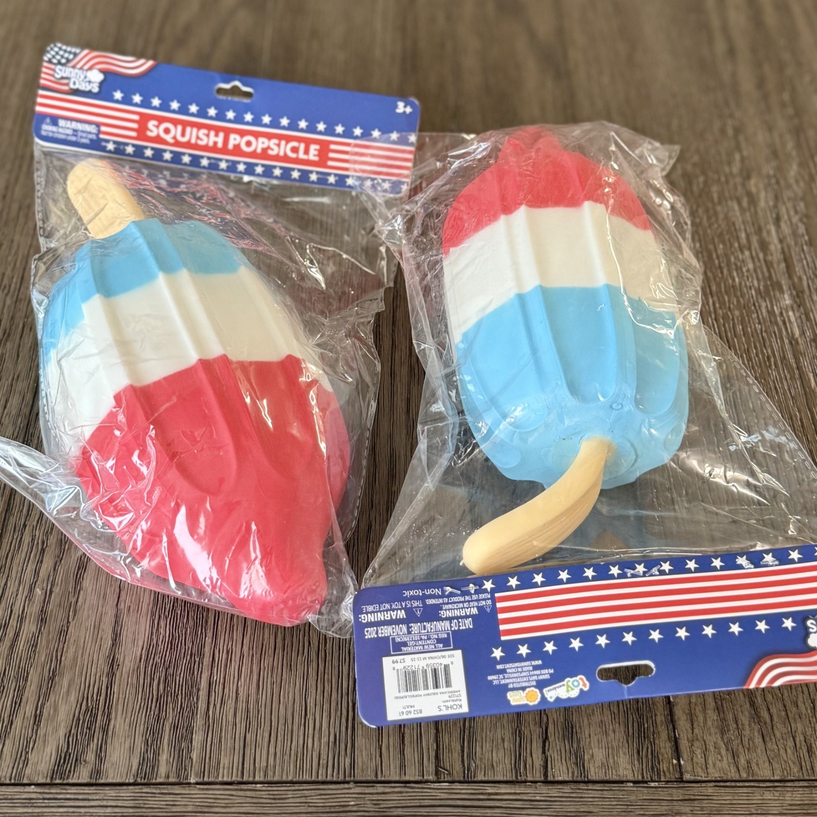Sunny Days Squeeezy Americana Squishy Rocket Pop Viral Novelty Fidget Toy New