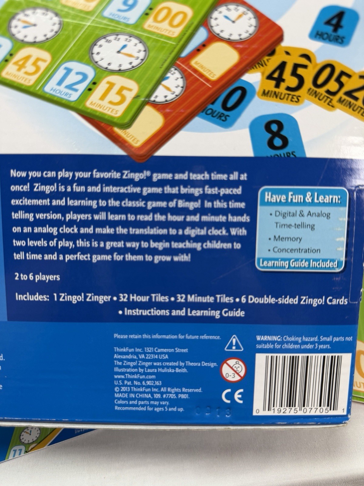 ThinkFun Zingo Time-Telling Complete Learning Game Clock Reading Homeschool K-3