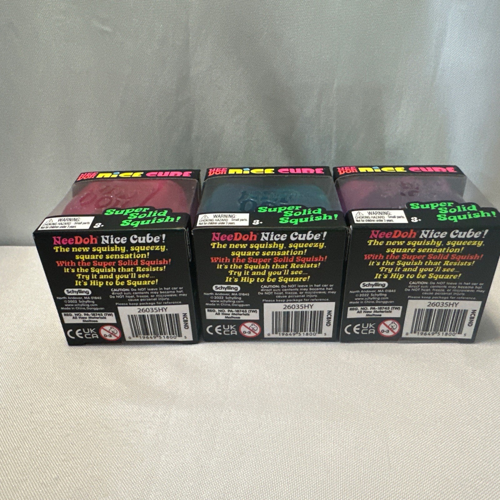 NEEDOH NICE CUBE COMPLETE SET OF 3 ! Blue, Purple, and Pink
