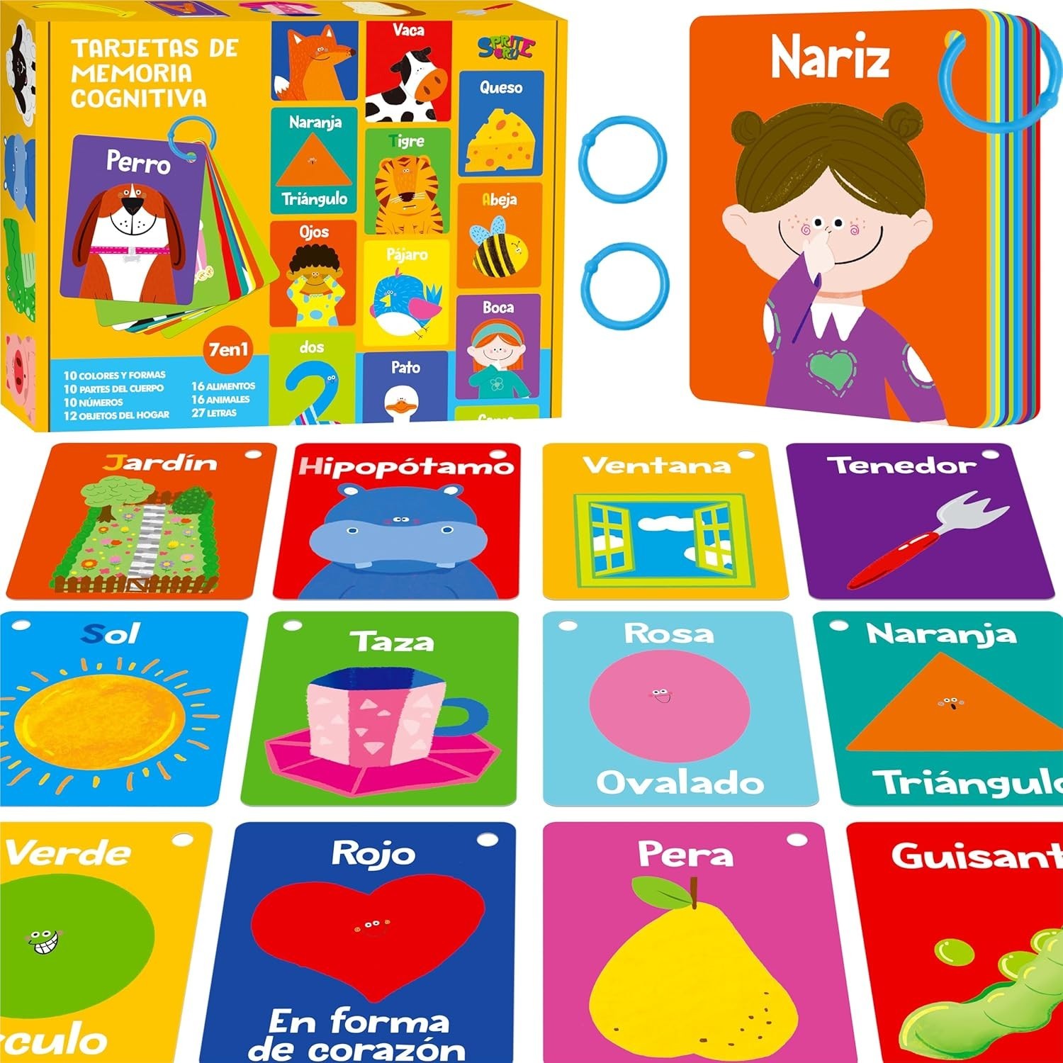 Engaging 51 PCS Spanish Cognitive Flashcards for Early Language Development