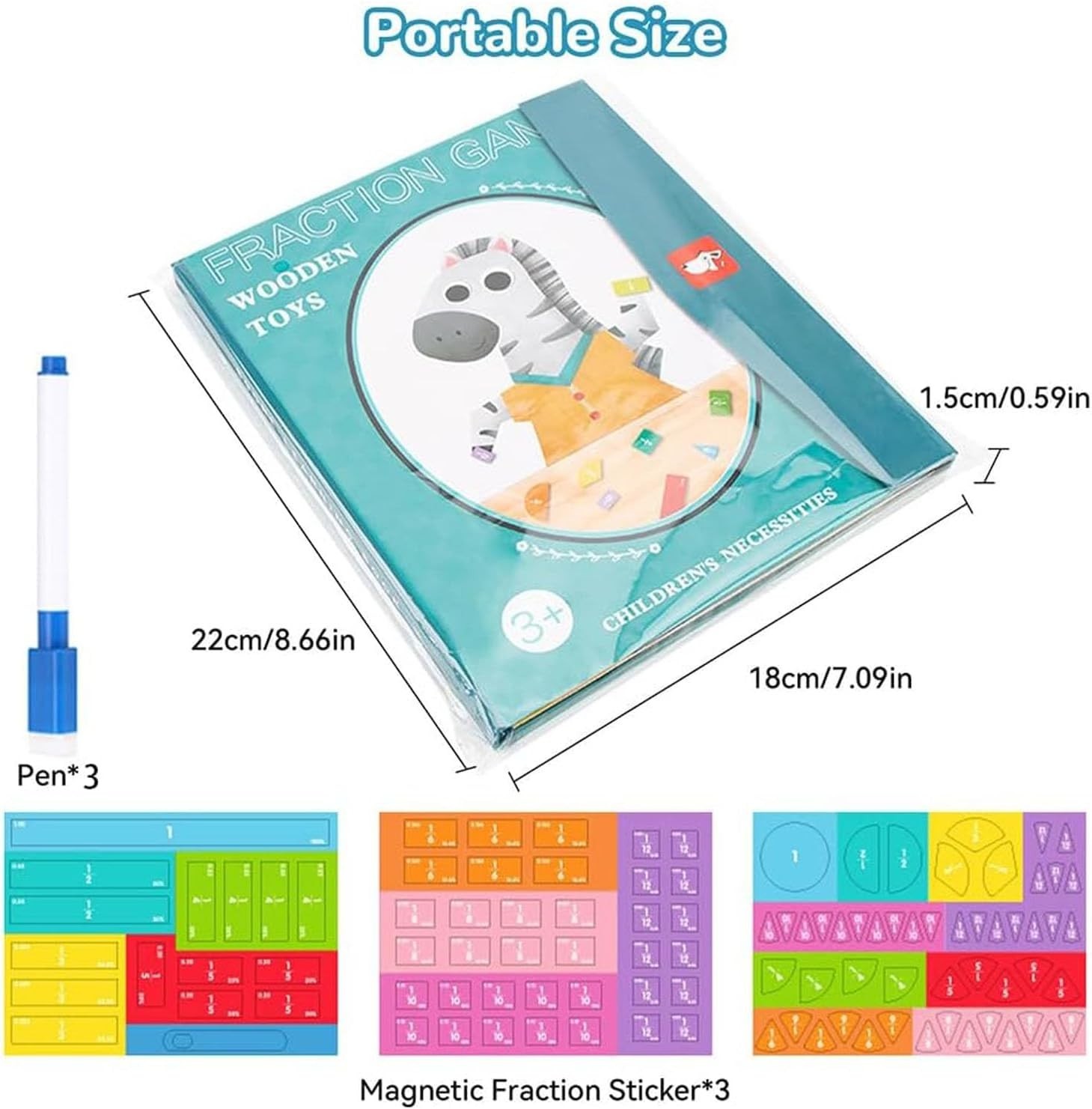 Magnetic Fraction Tiles & Circles Set 102Pcs Math Manipulatives School Rabbit