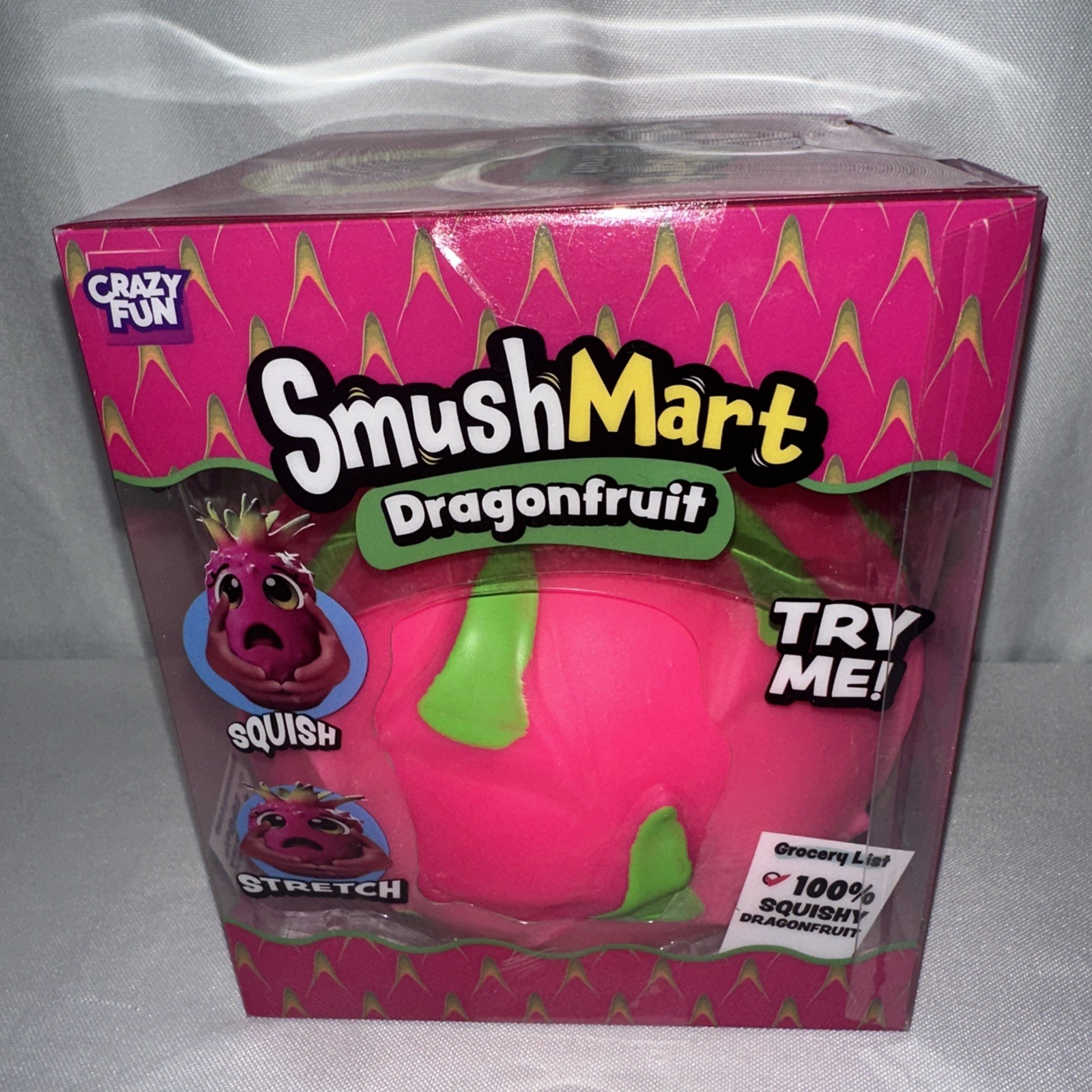 Crazy Fun RMS SmushMart Dragonfruit Squishy Squeeze Toy Ages 6+ Pink/Green