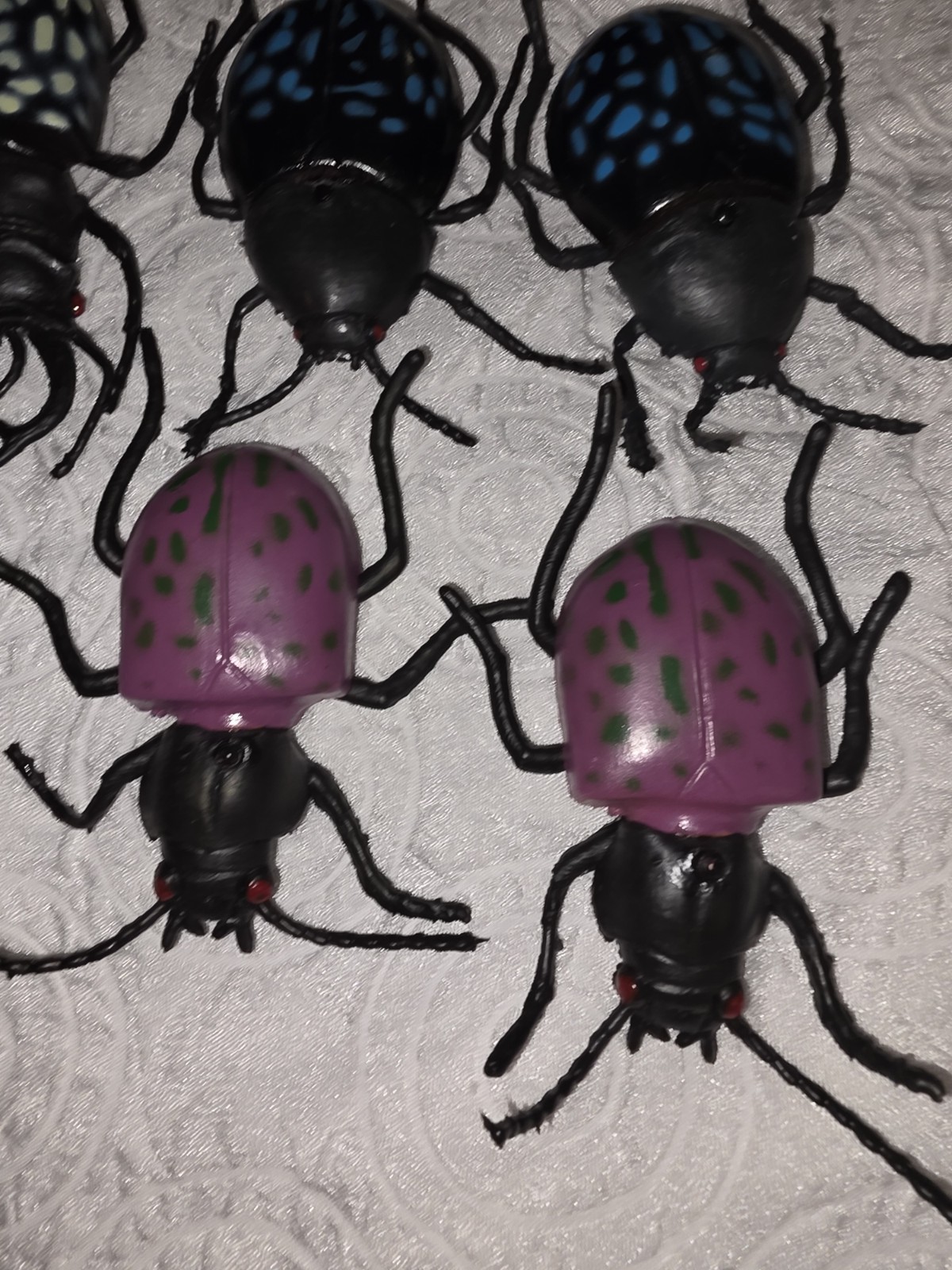 Mixed Lot of 7 Rubber Plastic Beetle Insects Bugs Toys Lot 1979 Vintage