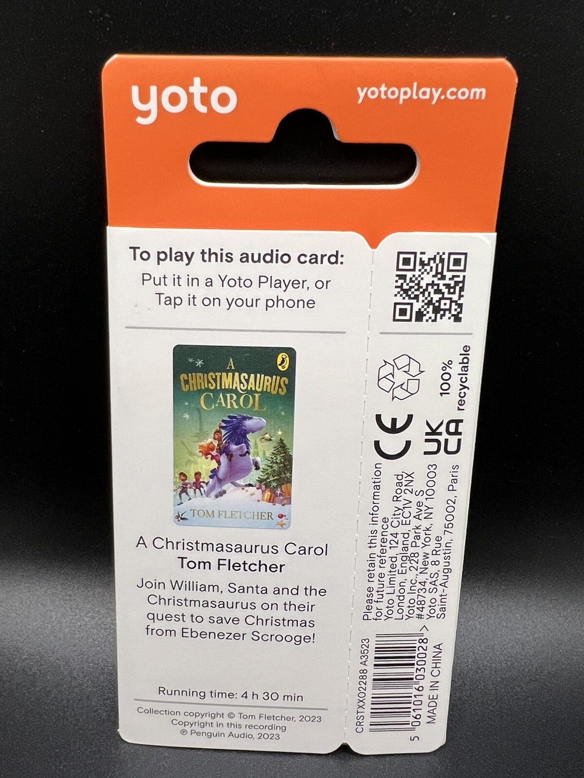 Yoto A Christmasaurus Carol UK Release Tom Fletcher Audio Story Card Works US