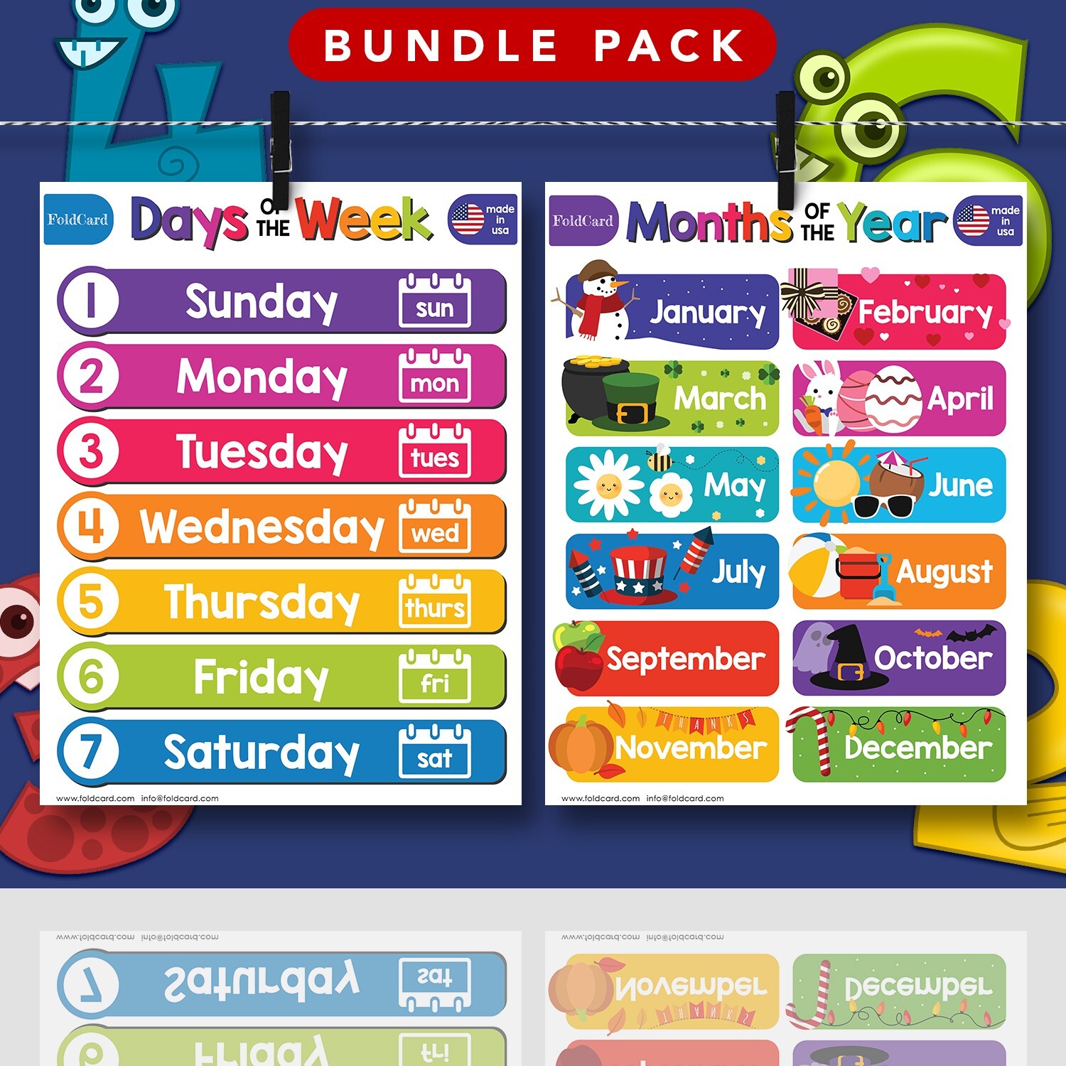 Beginner Bundle – 7 Educational Poster Learning Chart for Classroom Homeschool