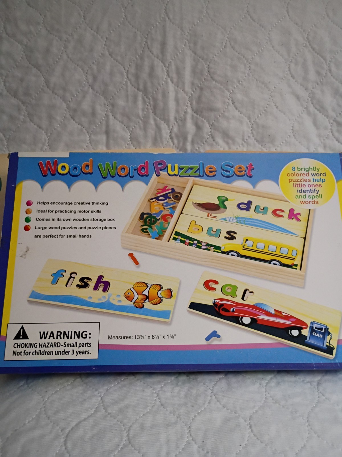 Wooden Learning Puzzles 3 Pack. Numbers Letters Words. Ages 3+ Educational