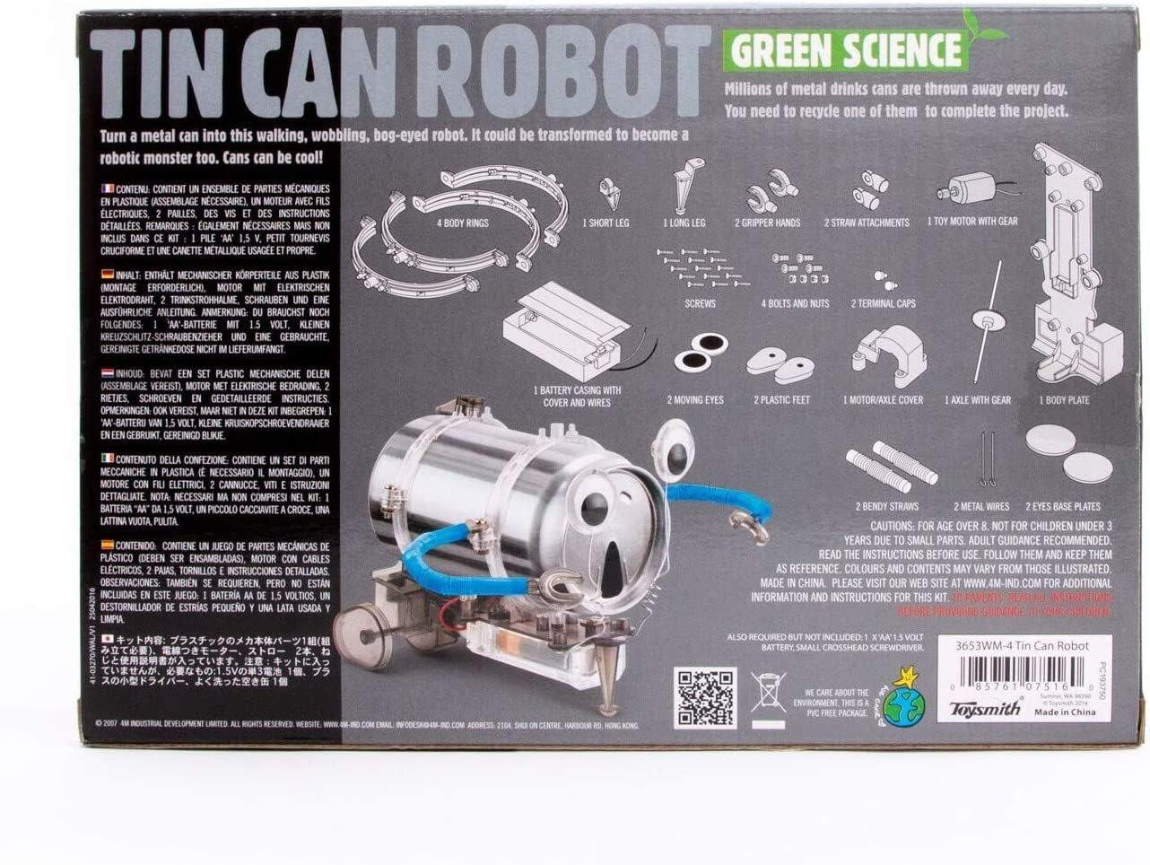 4M Toysmith, KidzRobotix Tin Can Robot, DIY Science Kits STEM Ages 8+