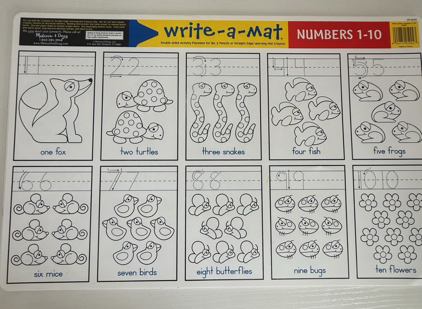 Melissa and Doug 6 Activity Learning Mats, Placemat, Double Sided ~w/bonus book