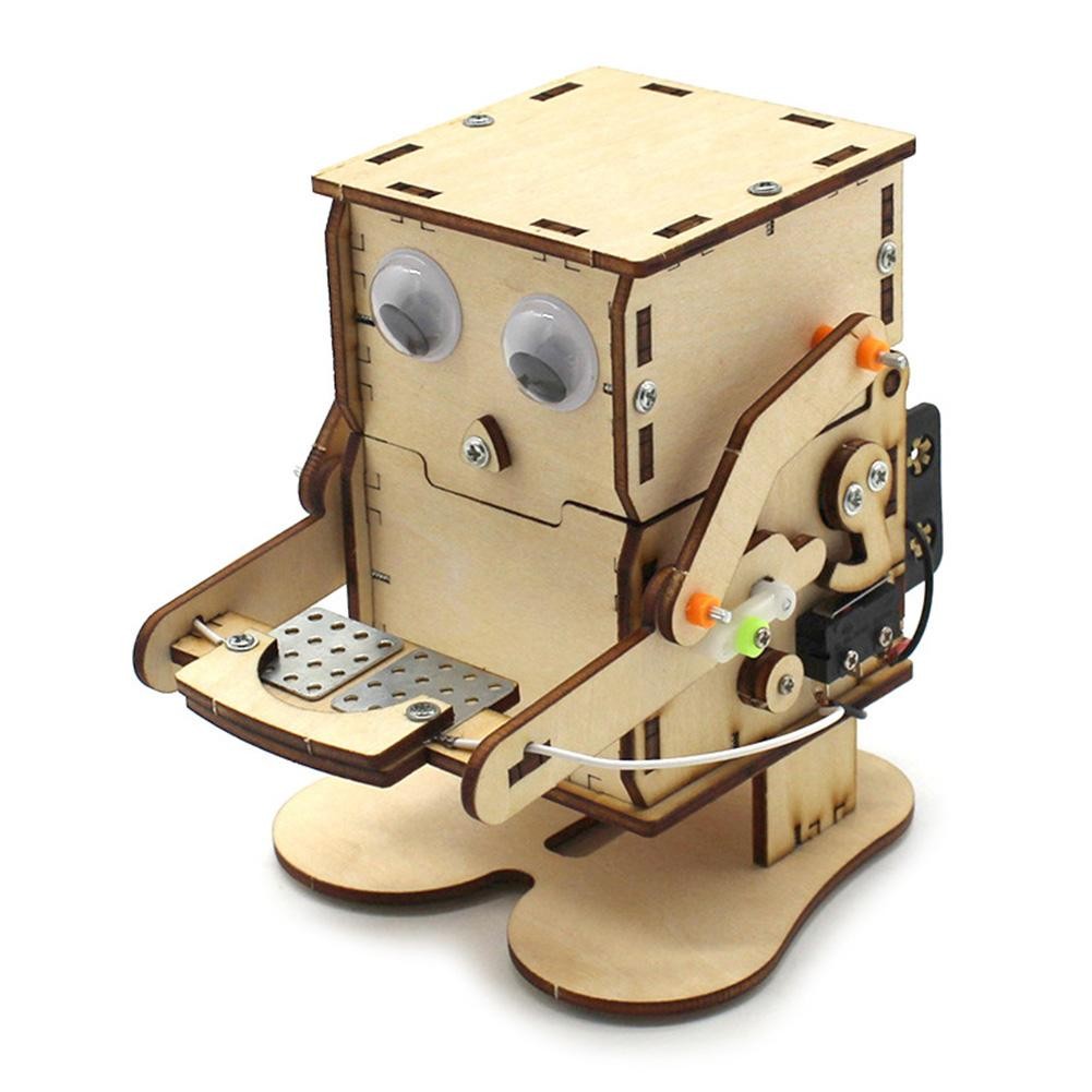 Diy Robot Eating Coin Wood Model Teaching Learning Stem