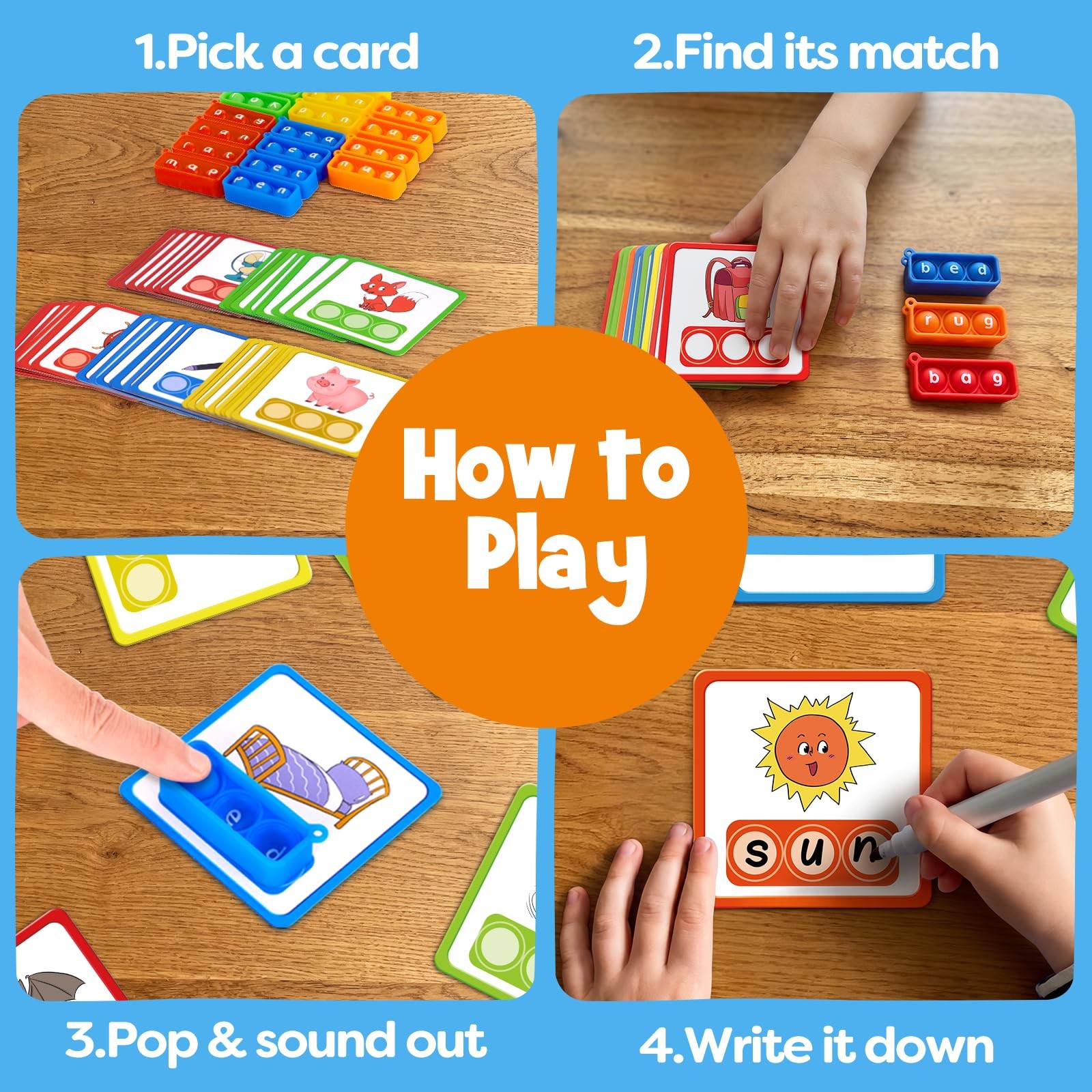 CVC Word Games Kindergarten,Phonics Games for Kids Ages 38,CVC Flashcards for…