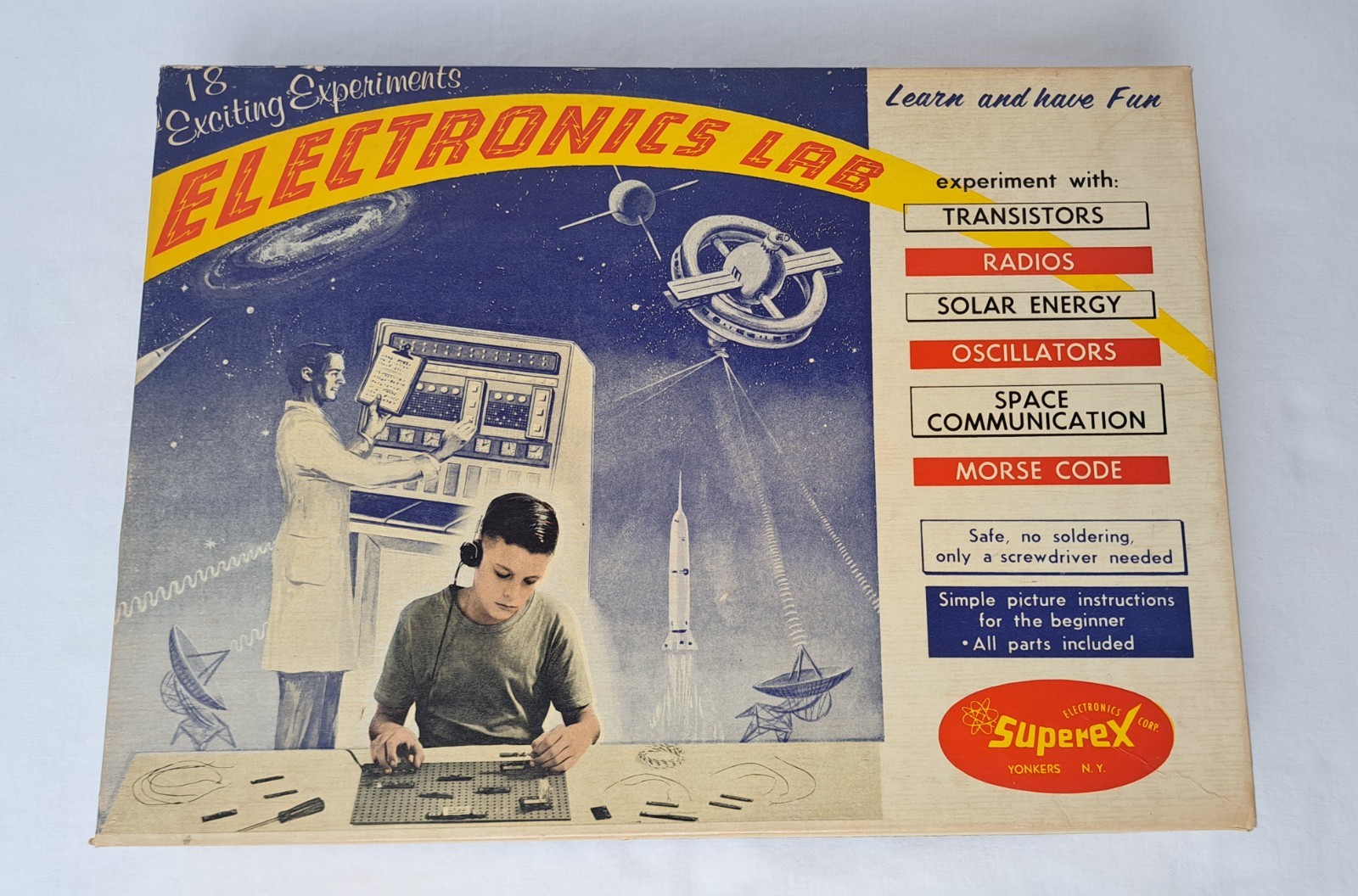 Superex Electronics Lab 18 Experiments Vintage Kit w/ Box – Manual – Parts