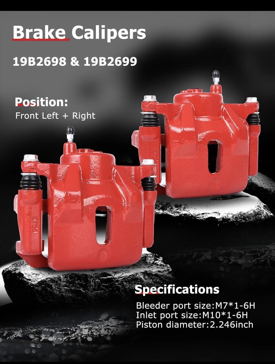 cciyu 19B2698 19B2699 Front Left & Right Brake Calipers With Bracket For Pontiac