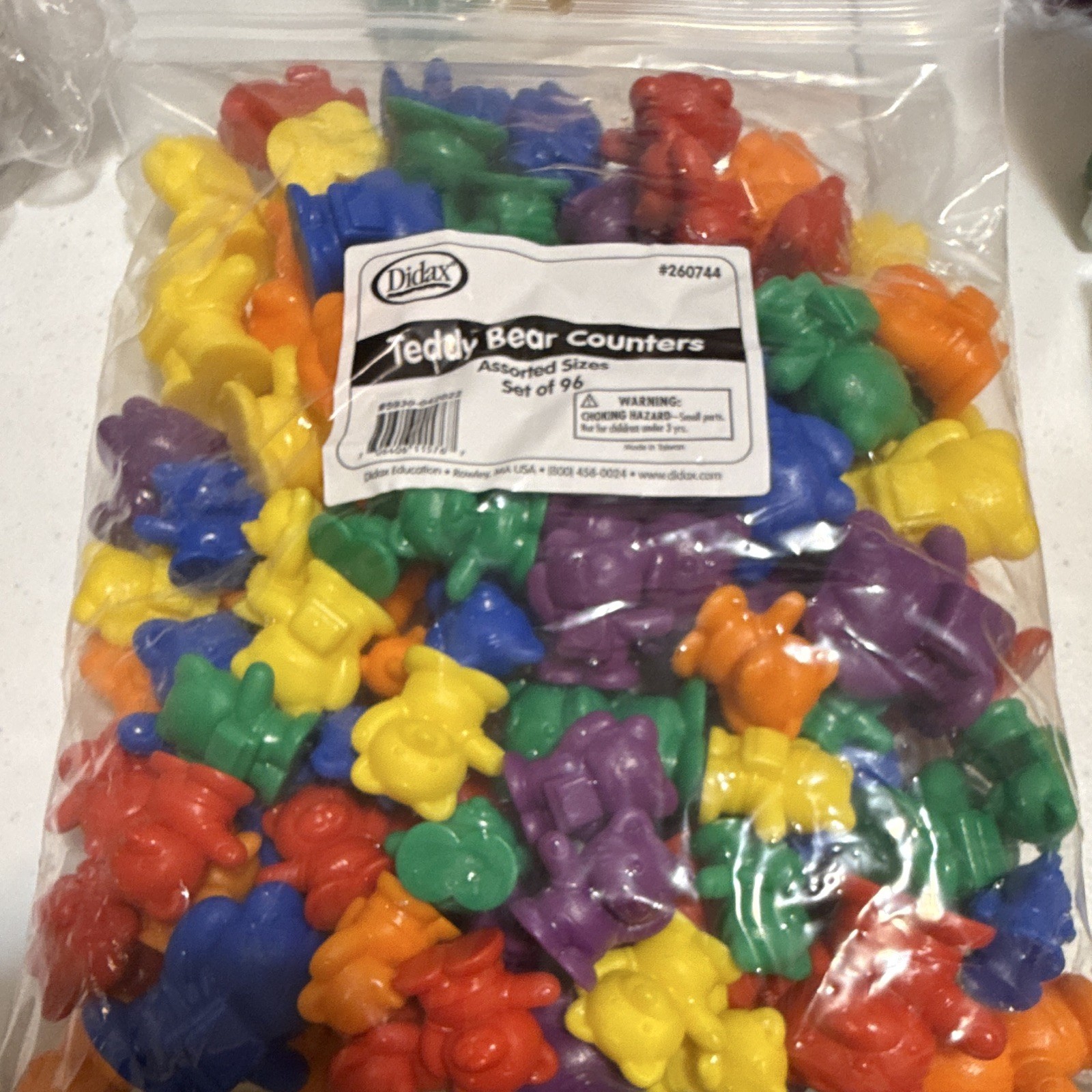 Didax Teddy Bear Counters Assorted Sizes Set of 96 Ages 4-7 #260744