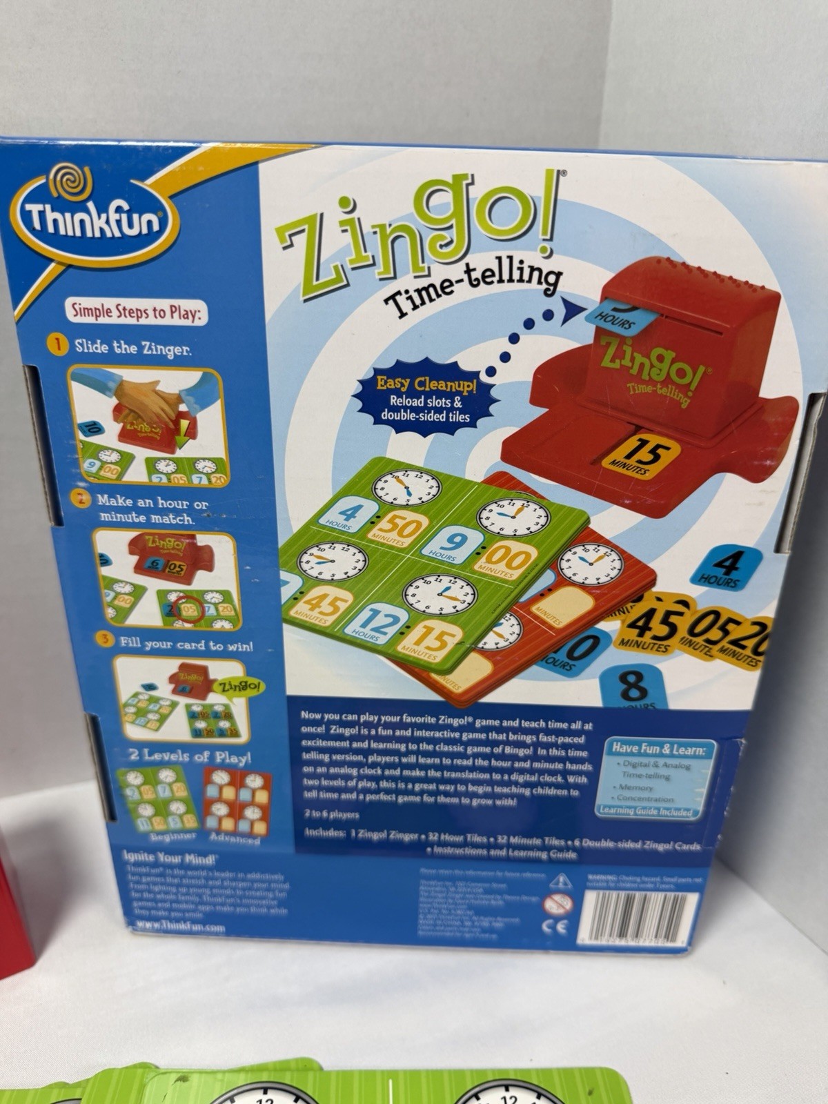 ThinkFun Zingo Time-Telling Complete Learning Game Clock Reading Homeschool K-3