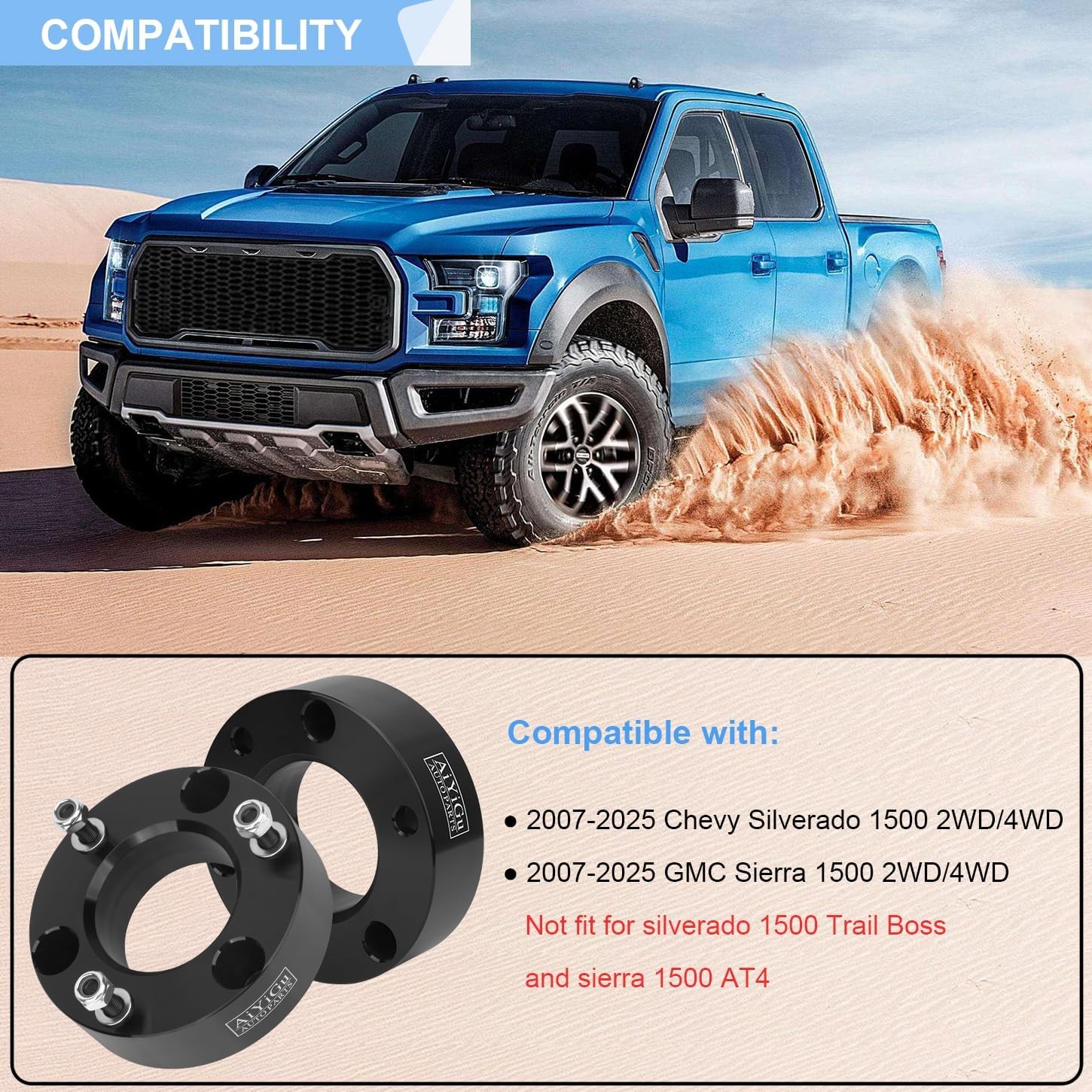 2.5 Inches Front Leveling Lift Kit Compatible with 2007-2025 Chevy Silverado/GMC