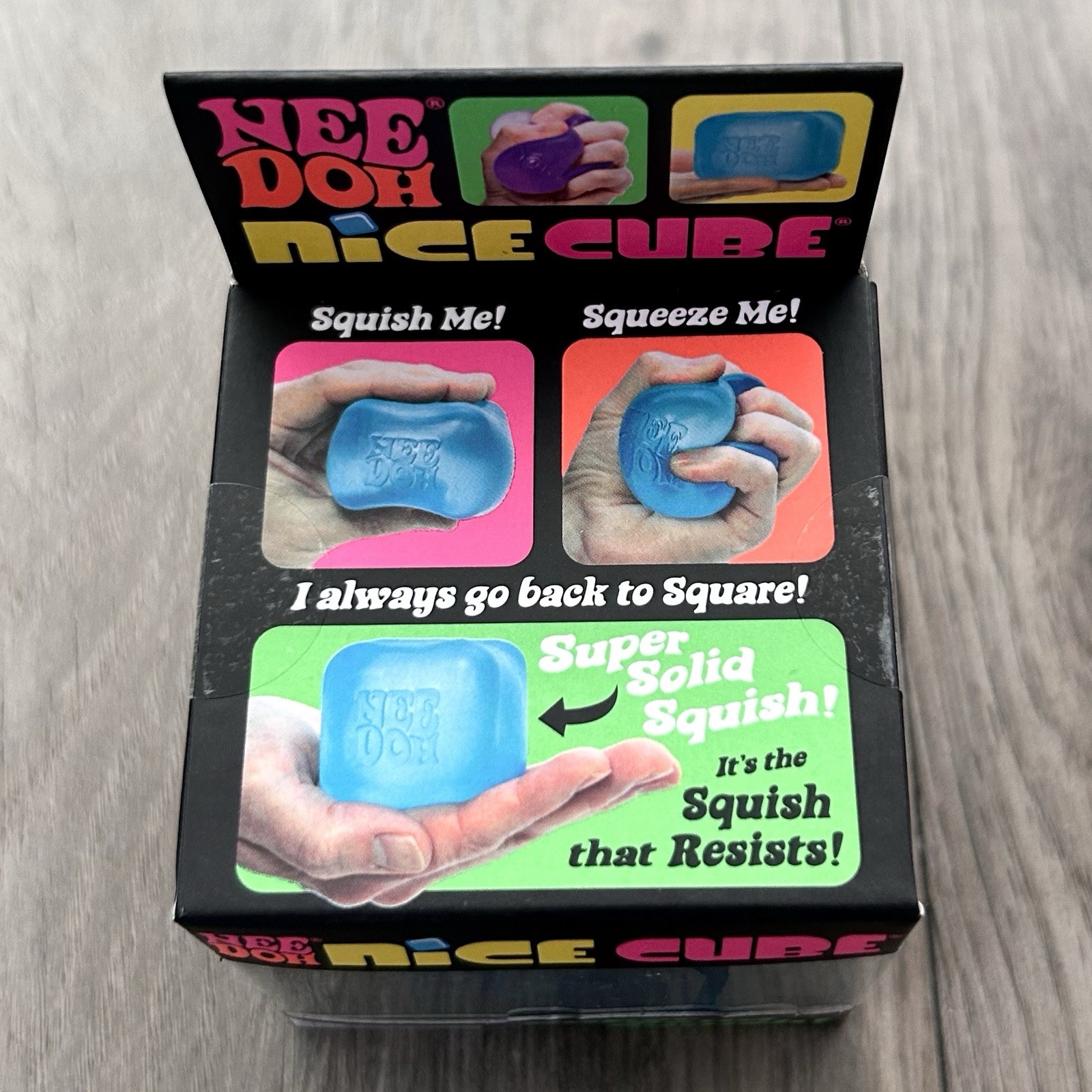 Brand New Needoh Nice Cube Blue Schylling Squeeze Toy Super SolidSquish 2.25″