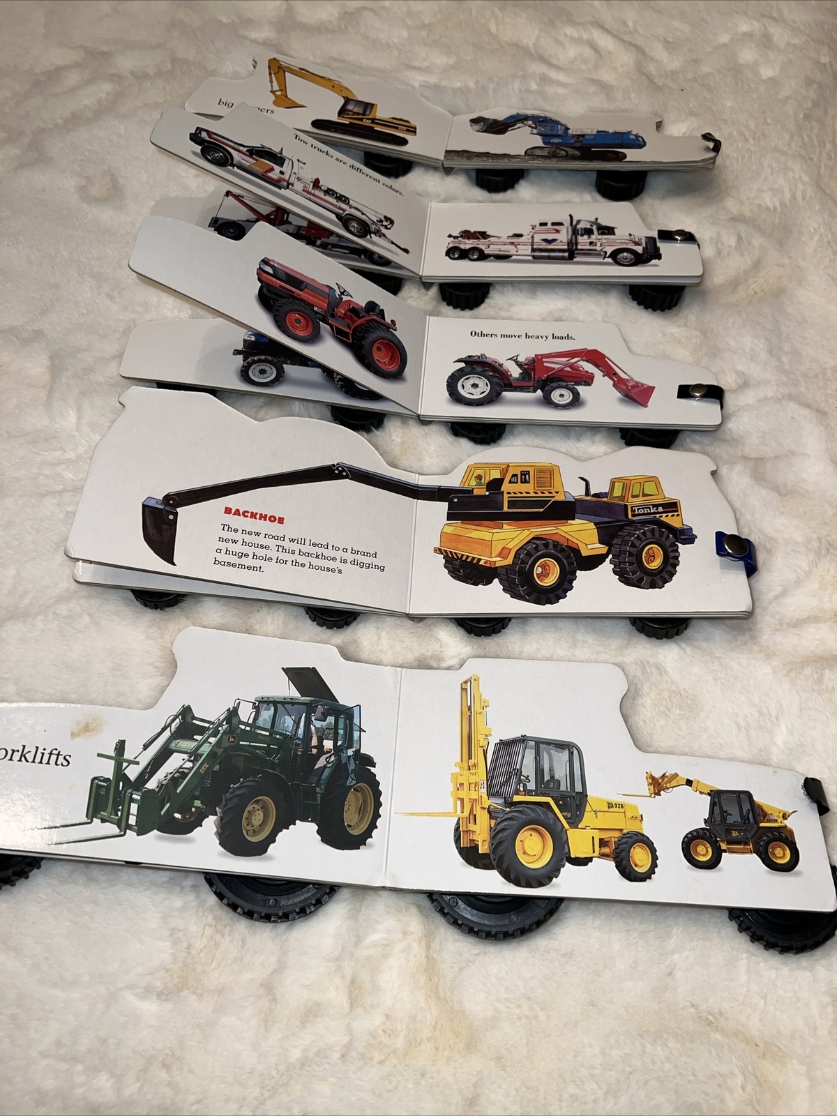 5 Baby Toddler Pre-school Truck-Shaped Board Books On Wheels Toy Trucks Stickers