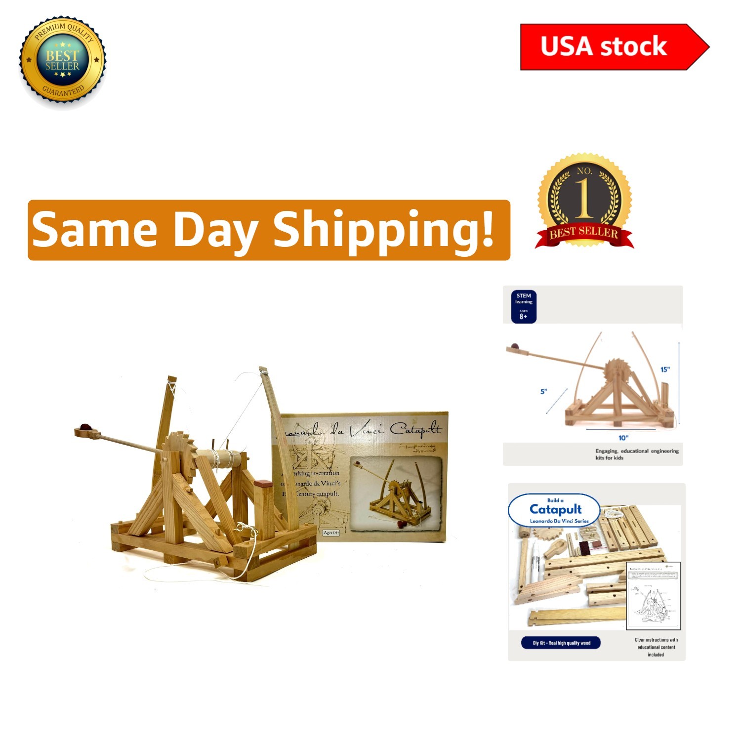 Hands-On Leonardo da Vinci Catapult Kit | Fun Learning STEM Toy for Ages 8-14