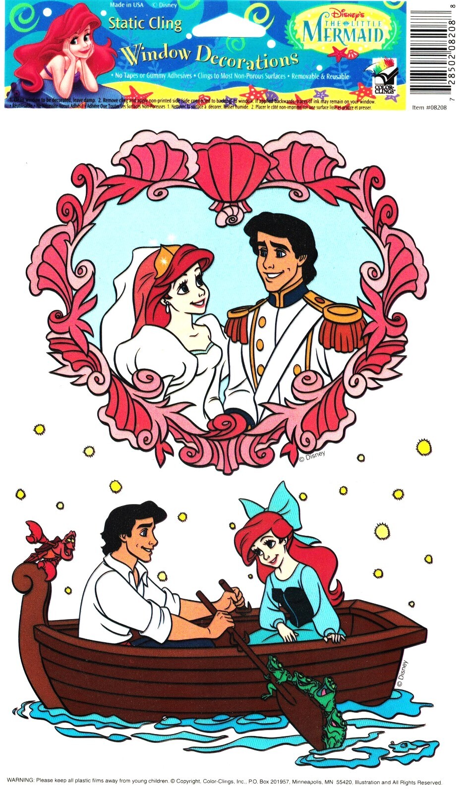 14 Vinyl Window Clings, Disney’s “The Little Mermaid”. Ariel, Ursula, Triton
