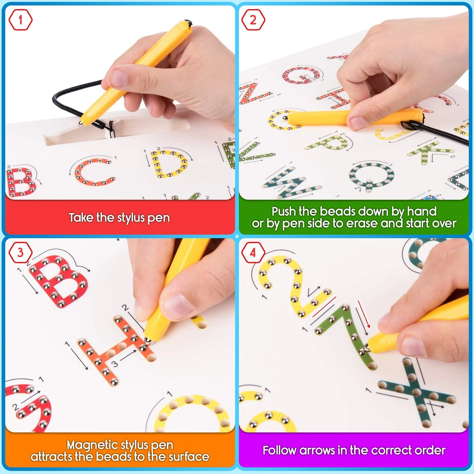 Magnetic Alphabet Tracing Board – Double Sided Letters & Numbers Magnetic Tracin