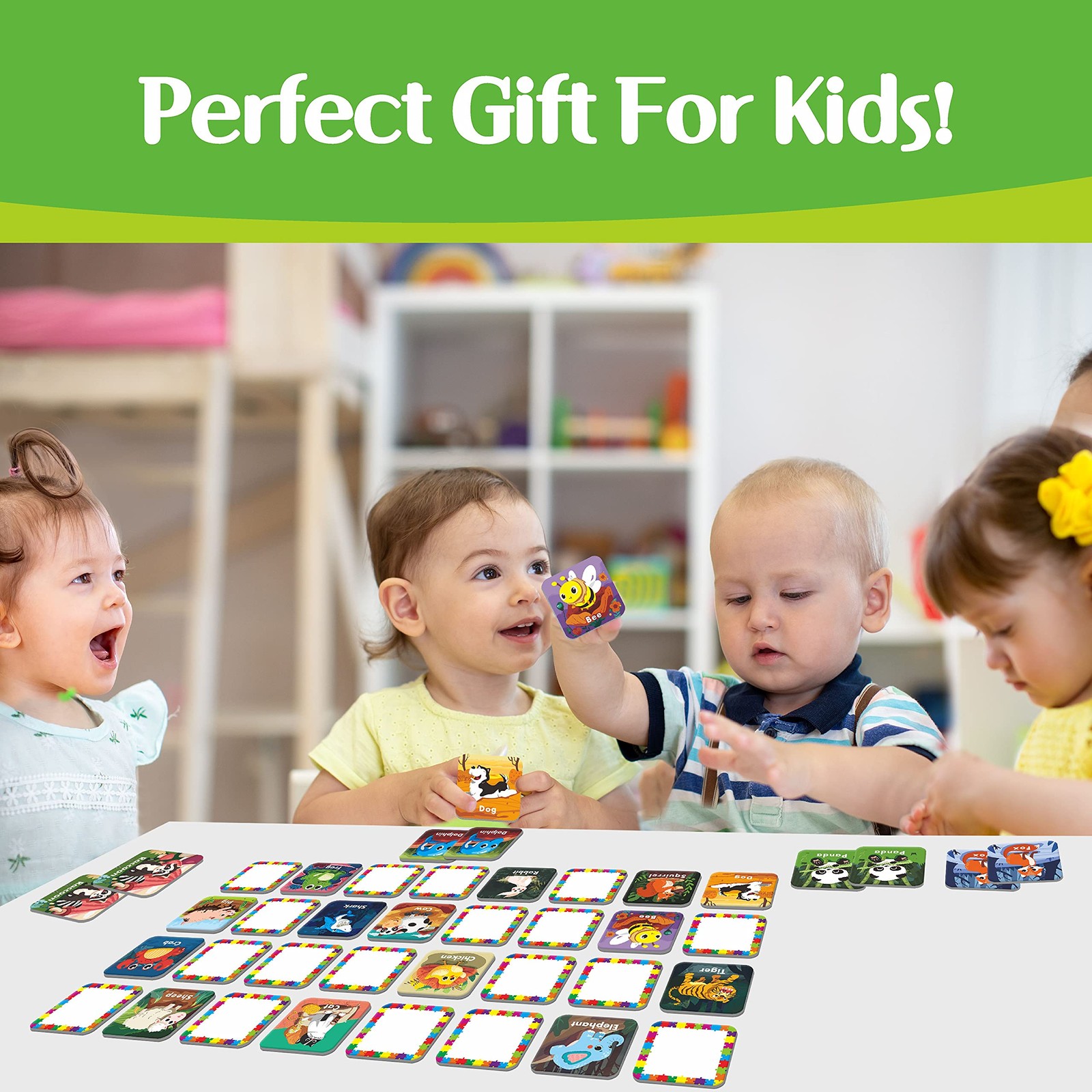 36 Pair Animal Matching Memory Game Flash Cards for Toddlers, Preschool, Kind…
