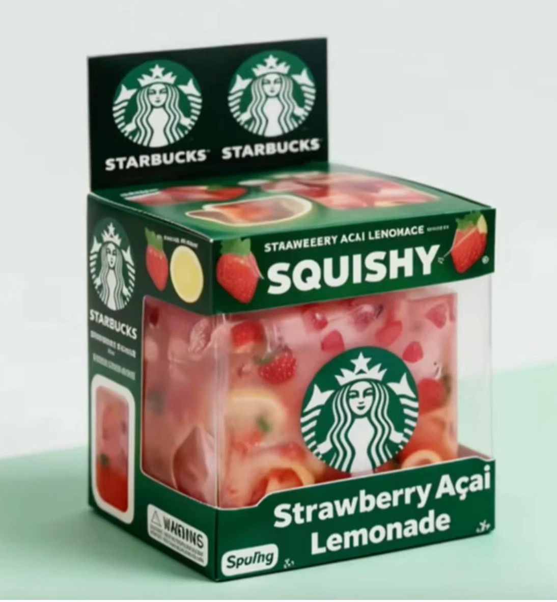 New Starbucks Strawberry Acai Lemonade Squishy Nice Cube Limited Edition