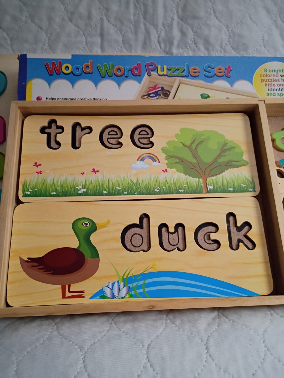 Wooden Learning Puzzles 3 Pack. Numbers Letters Words. Ages 3+ Educational