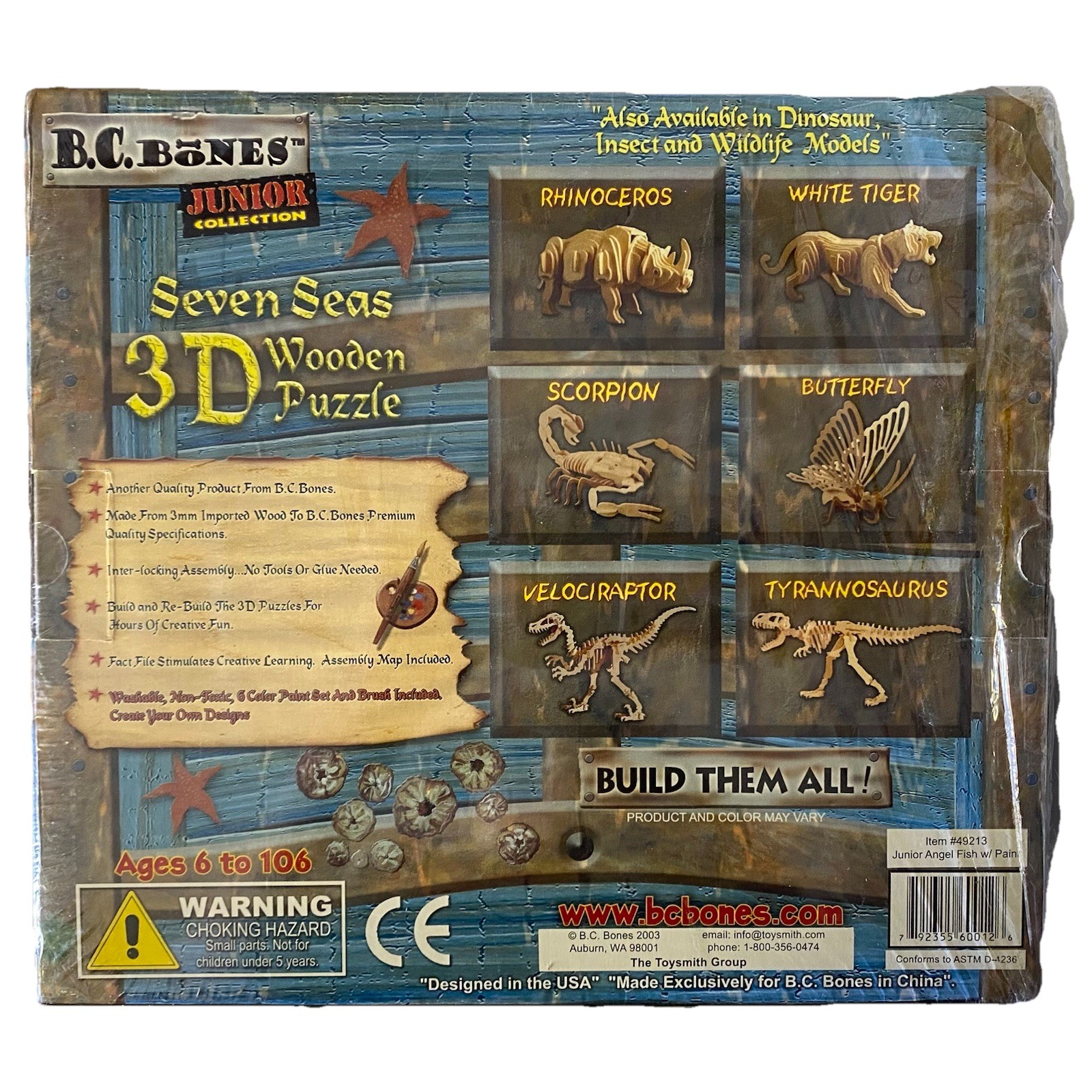 B.C. Bones Junior Collection 7 Seas 3-D Angel Fish Wooden Puzzle – NIB