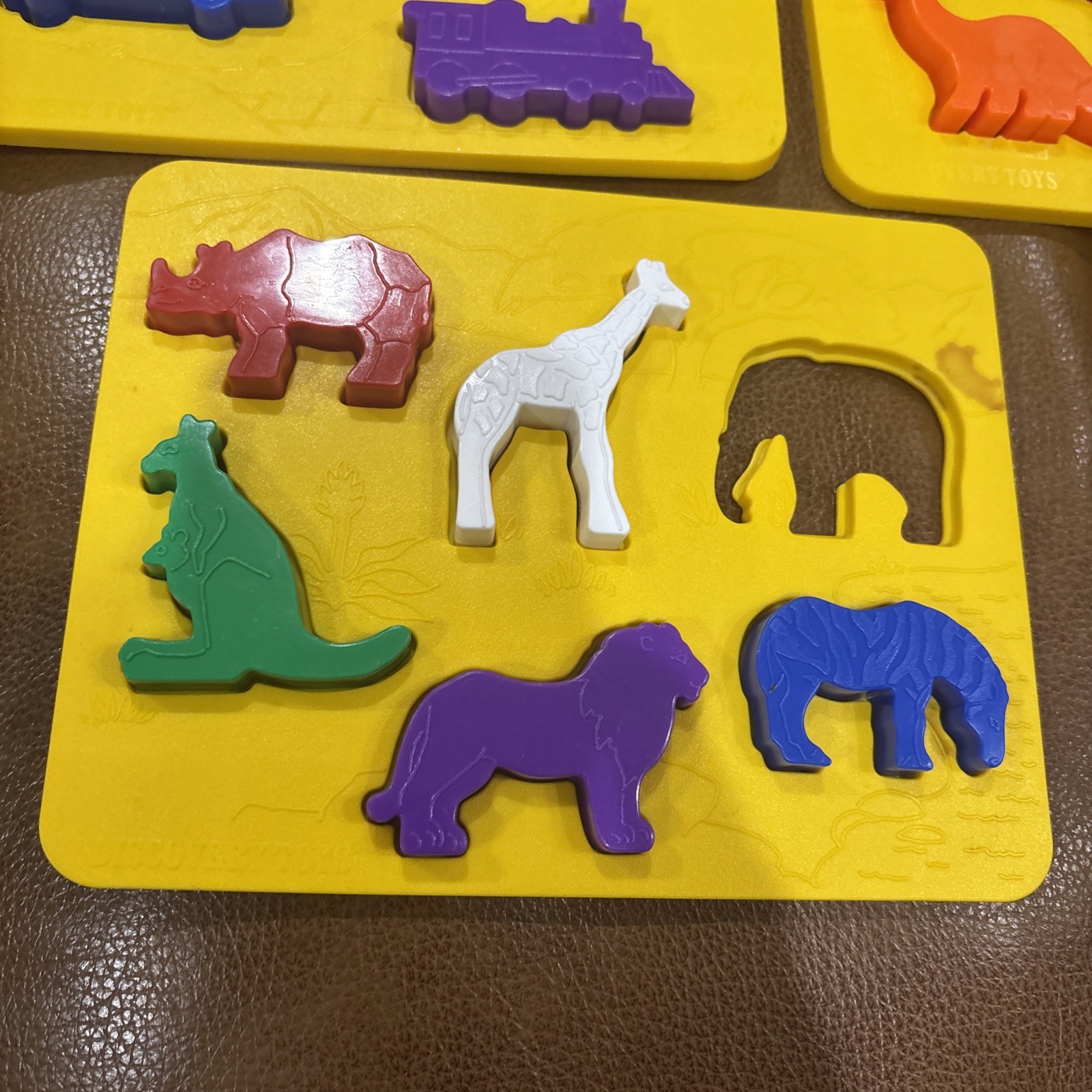 Vintage Discovery Toys Place and Trace Puzzle Animals Vehicles & Tangram 7 Pc