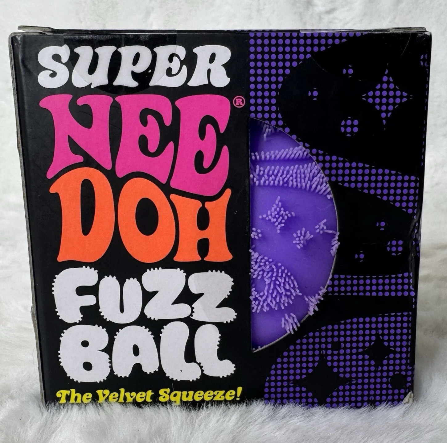 NeeDoh Super Fuzz Ball XL Velvet Squeeze Purple Fuzzball Squeeze Stress Ball NEW