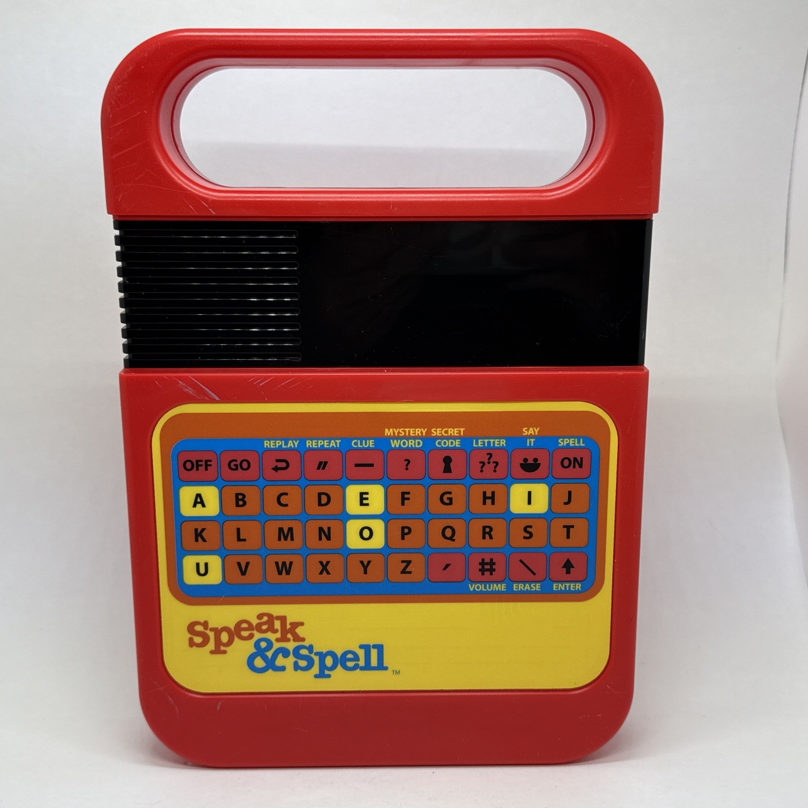 Speak & Spell Electronic Learning Toy Red Yellow Tested Works Basic Fun 09624