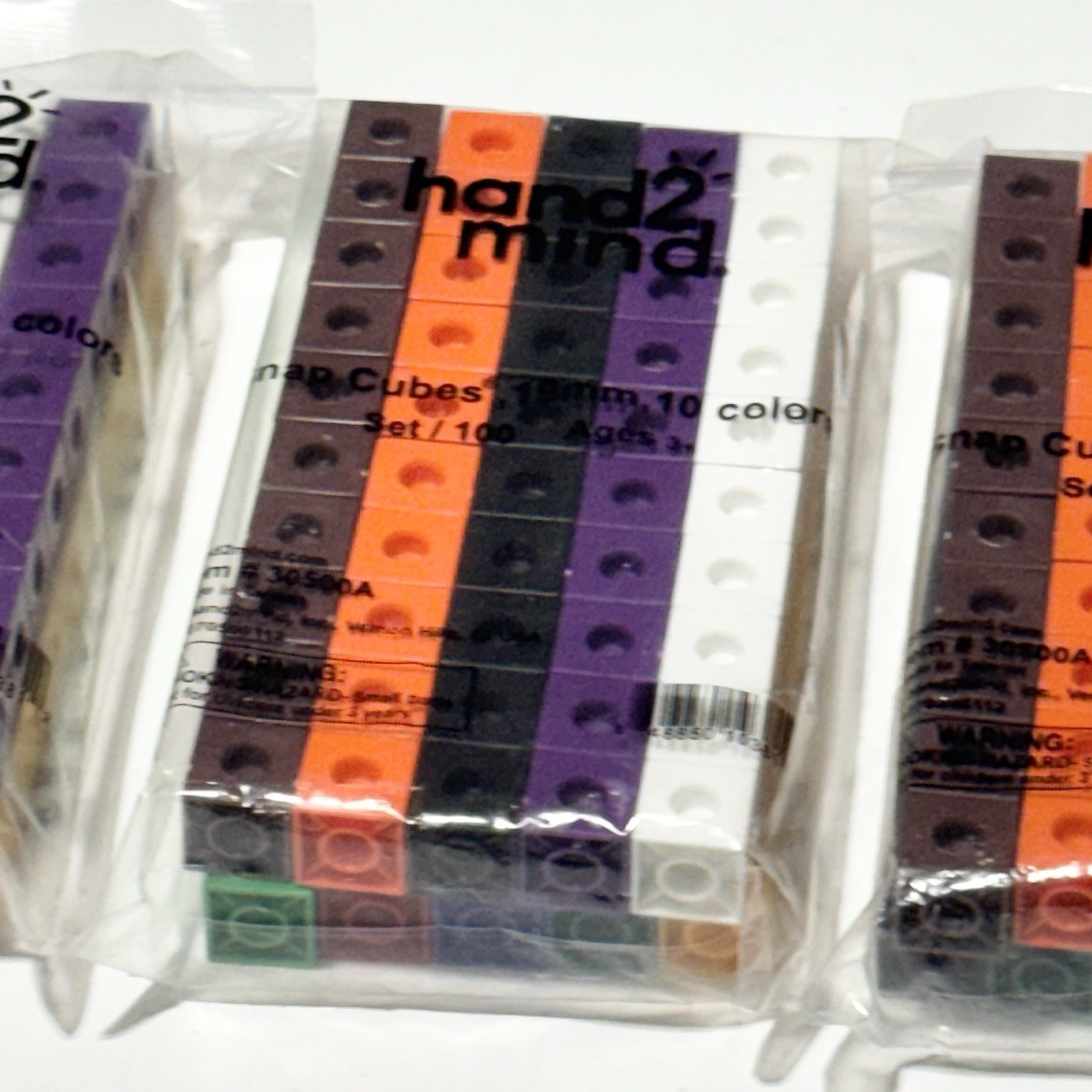 ETA Hand 2 Mind Snap Cubes #30500A Math Manipulatives 100/set 10 Colors Lot of 3