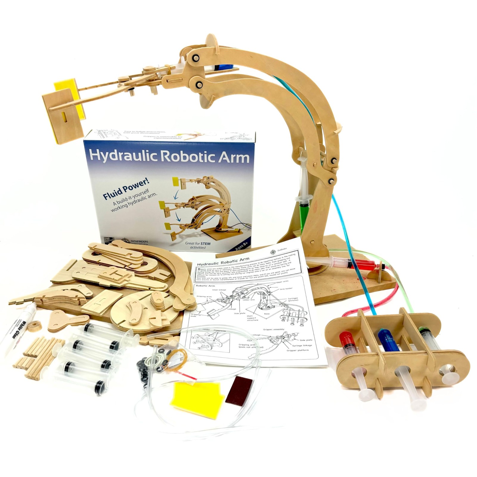 STEM Kit – Hydraulic Robotic Arm | Wooden Building Kit for Kids Ages 8-12 | M…