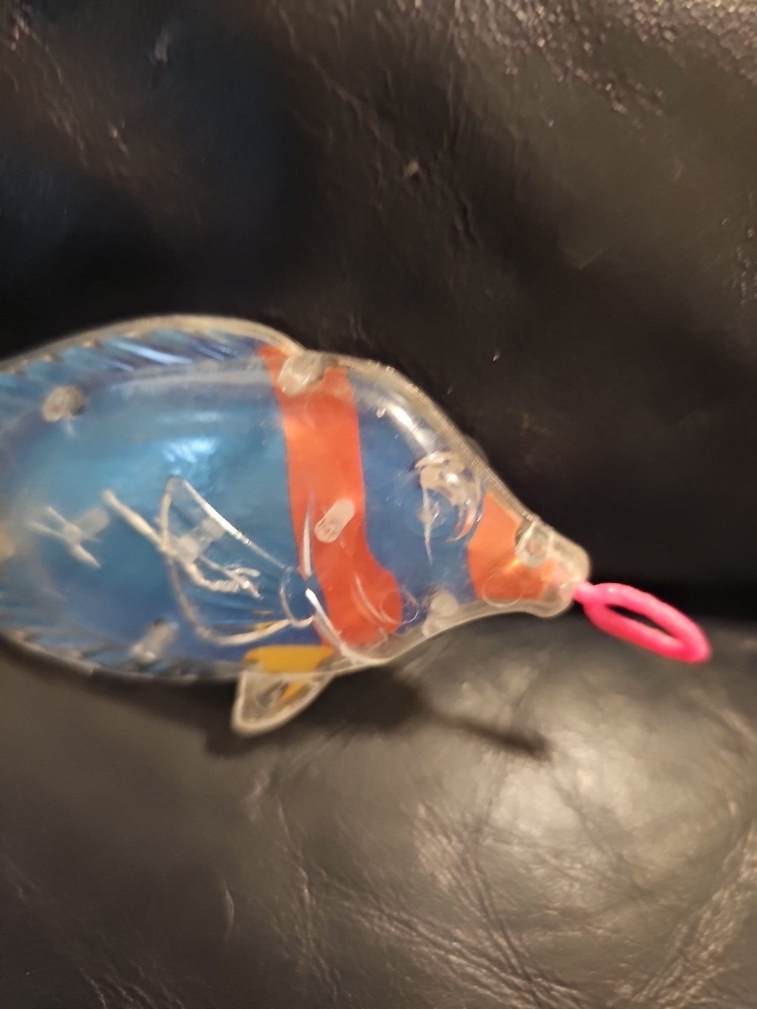 Unbranded Plastic Blue Transluscent Fish Red Ring In Mouth- 4inches Ling Scratch