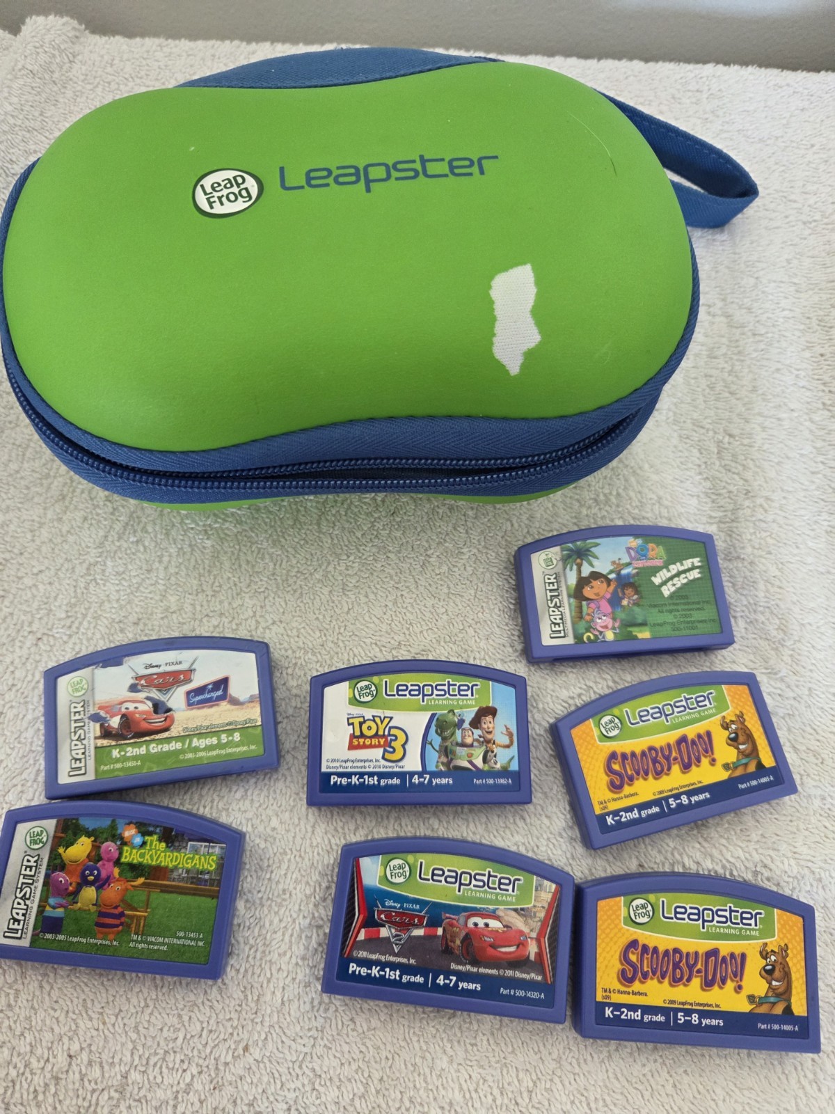 Leapster2 Handheld Learning Game System Green Blue Untested With 7 Games