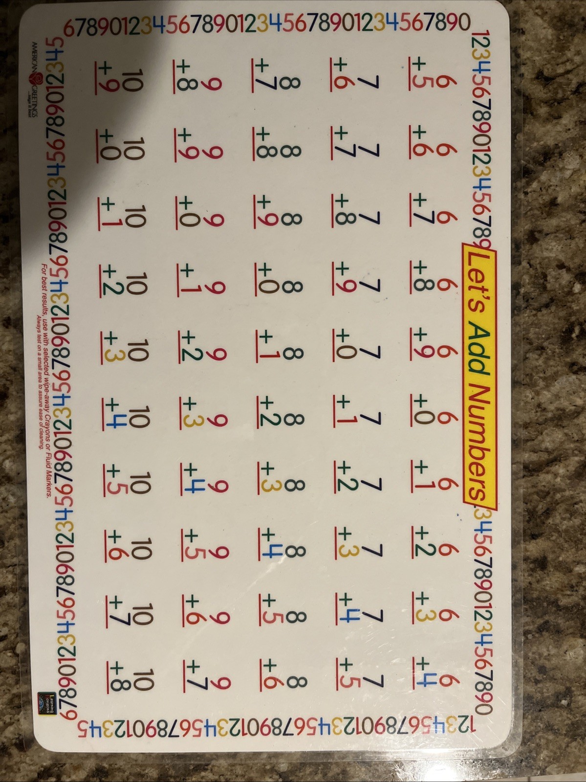 Vintage EduMat Let’s Multiply Numbers Level 2 Learning Placemat