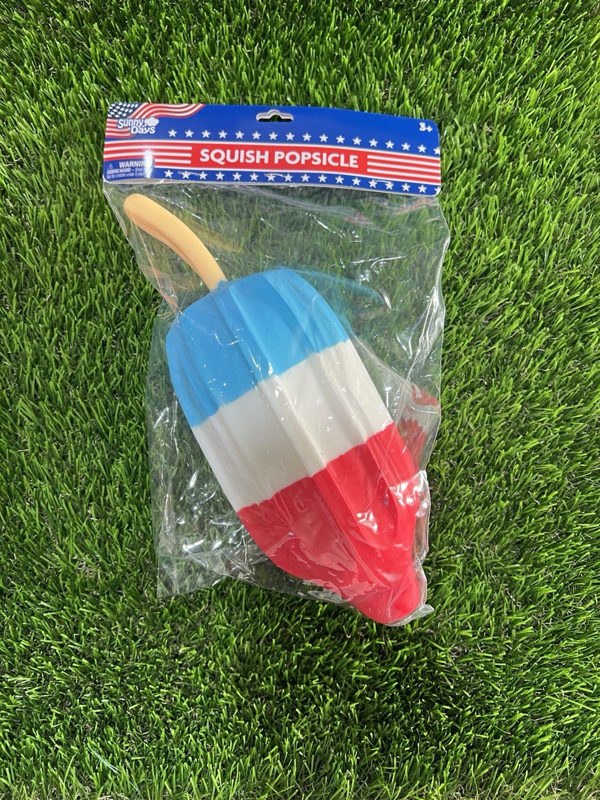 Sunny Days Squish Popsicle Tactile Squeeze Toy – Red, White, Blue, Ages 3+