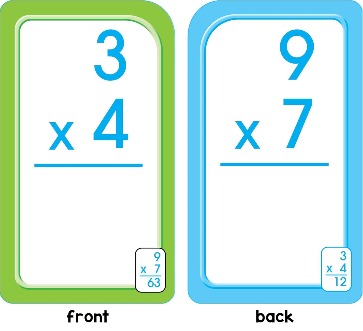Multiplication 0-12 Flash Cards 56 Count for 3rd and 4th Grade Math Ages 8+