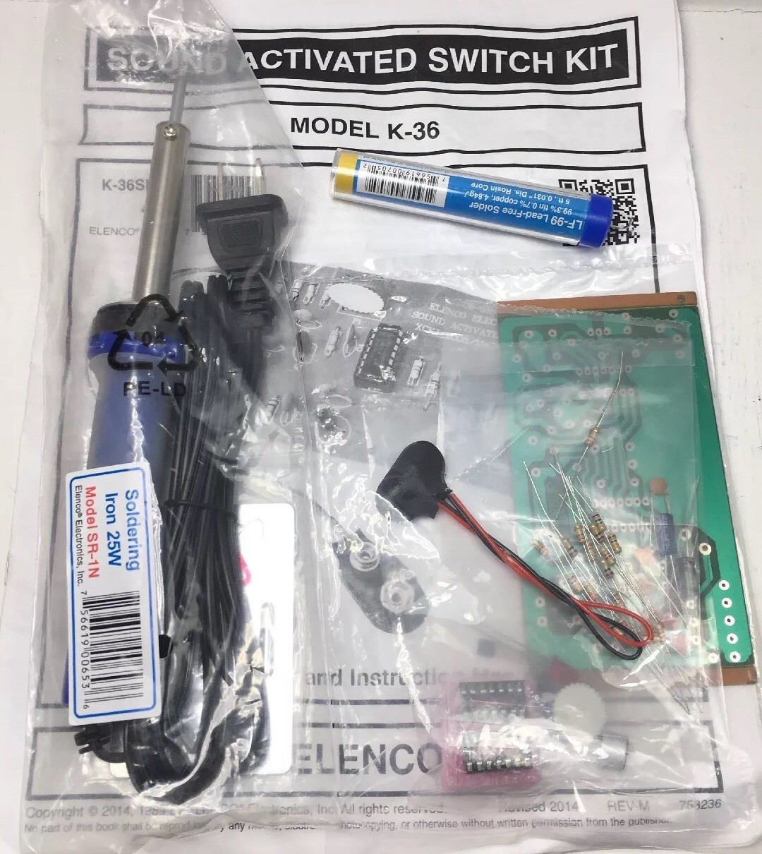 Elenco K-36SLD Sound Activated Switch Soldering Kit with Iron and Solder