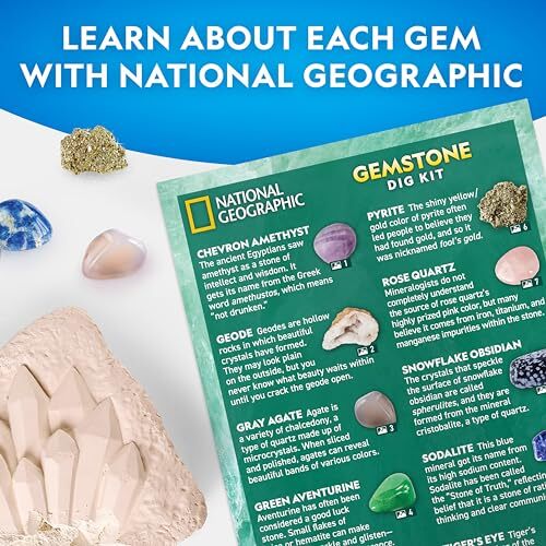 Learning Science Gifts For Kids Boys Girls Real Gem Crystal Kit Nat Geo Gemstone
