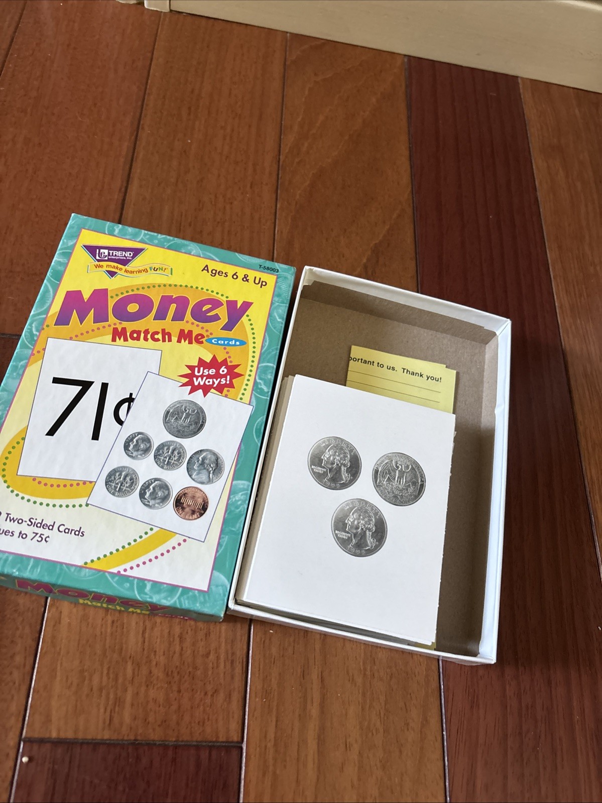 Money Match Me Cards Educational Cards by Trend -New & Sealed Ages 6 And Up U4