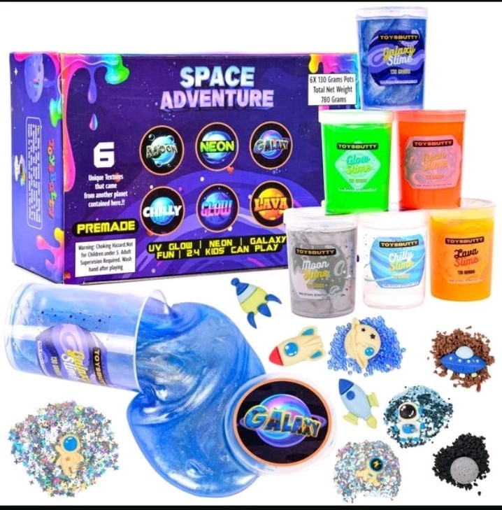 ToysButty Slime Kit for Kids 6 Galaxy Stretchy None Sticky Slime Educational Toy