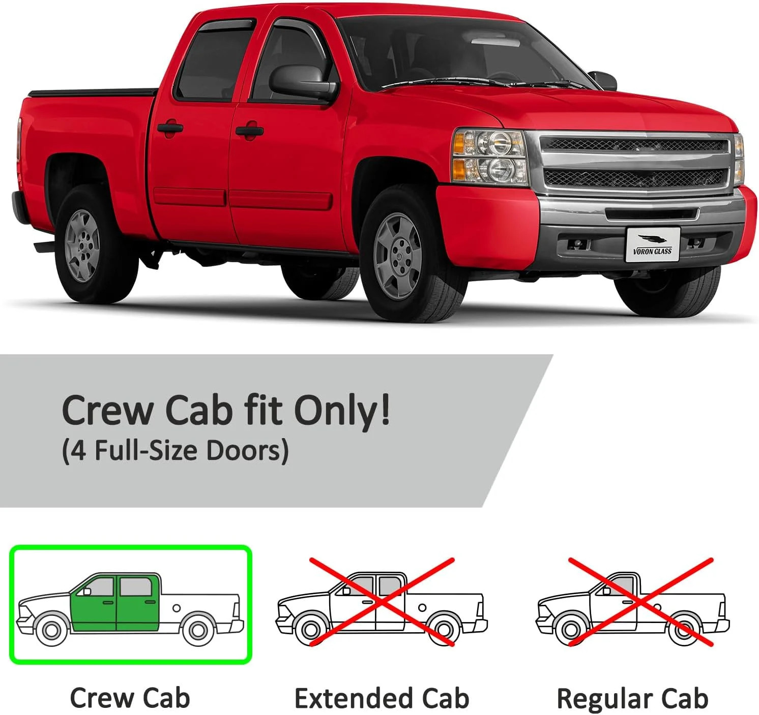 Voron Glass in-Channel Extra Durable Rain Guards for Trucks Chevrolet (Chevy) Si