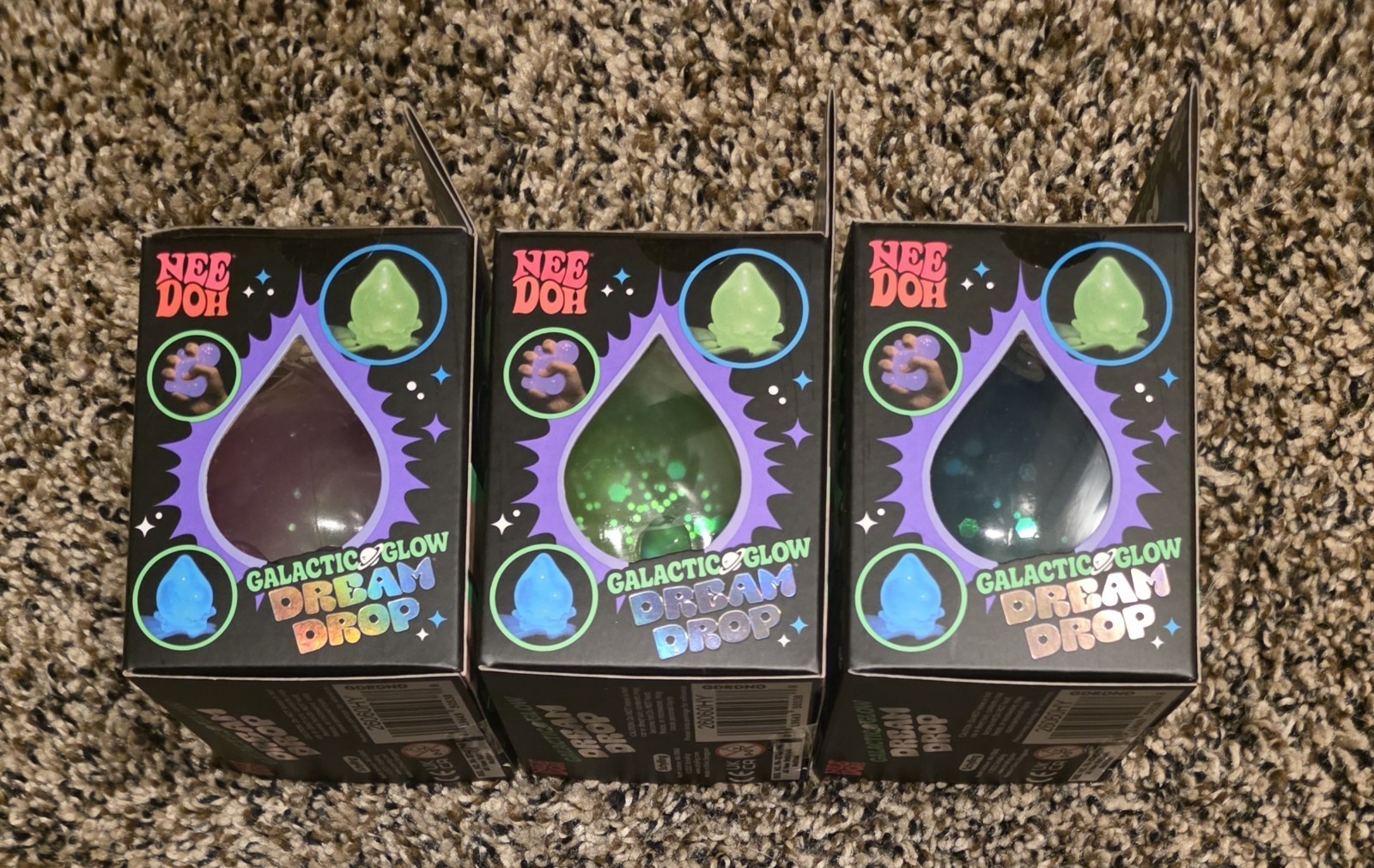 NeeDoh Galactic Dream Drop Lot Of 3-Green, Blue and Pink NIB Extremely Rare! 🔥