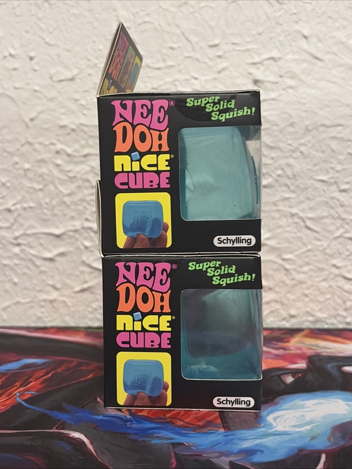 Nee Doh Nice Cube -Super Solid Squish! (Blue) -Brand New/Factory Sealed Lot Of 2