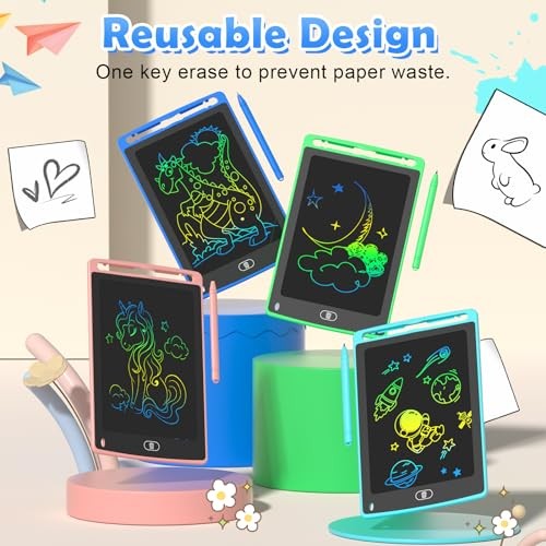 LCD Writing Tablet for Kids, 8.5 Inch Colorful Doodle Board Drawing 4 Pack