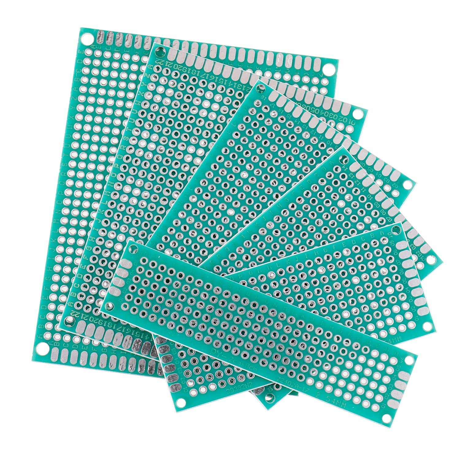 BOJACK 6 Vaules 40 Pcs Double Sided PCB Board Prototype Green, Silver White